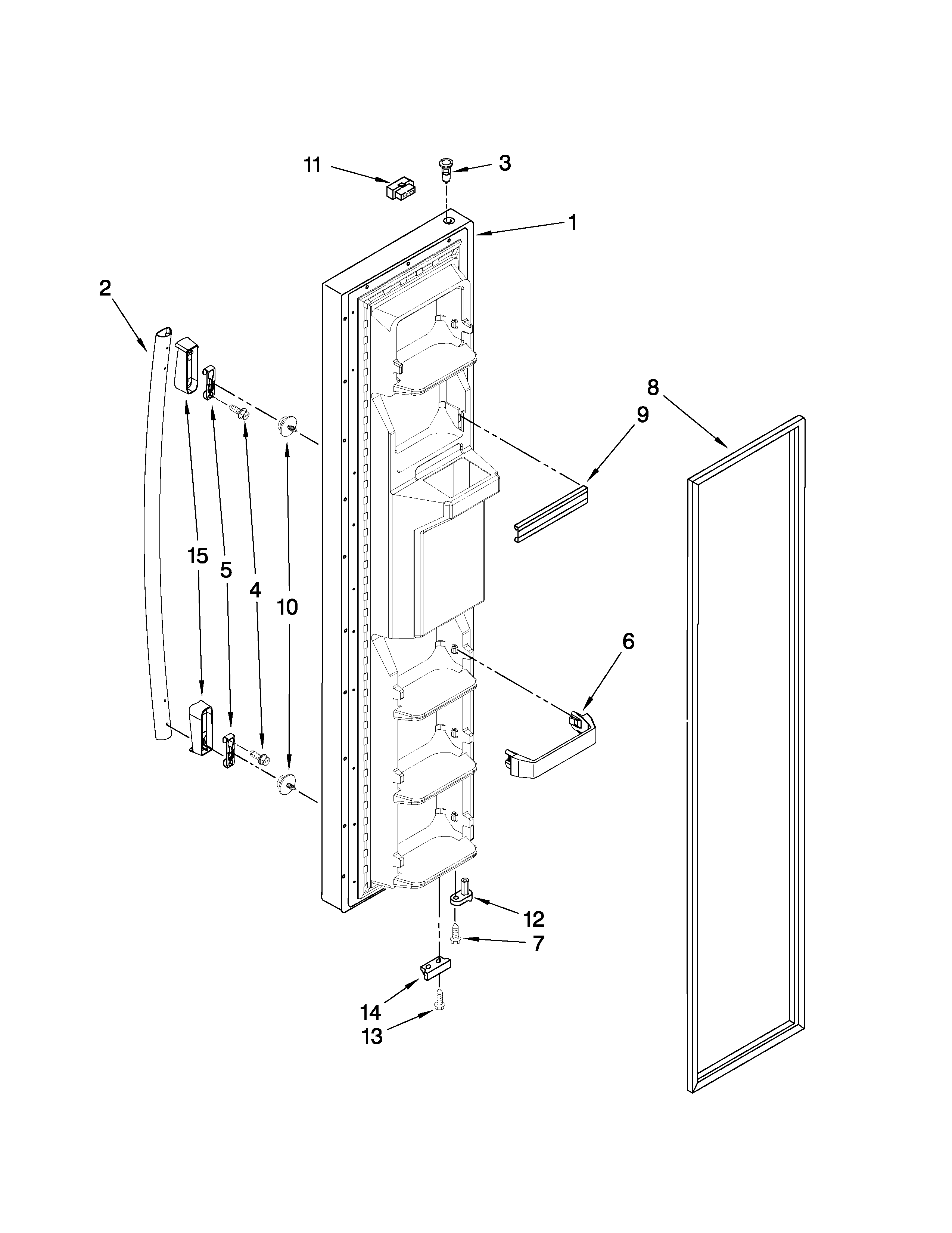 Whirlpool ED2FHEXVQ01 freezer door parts diagram