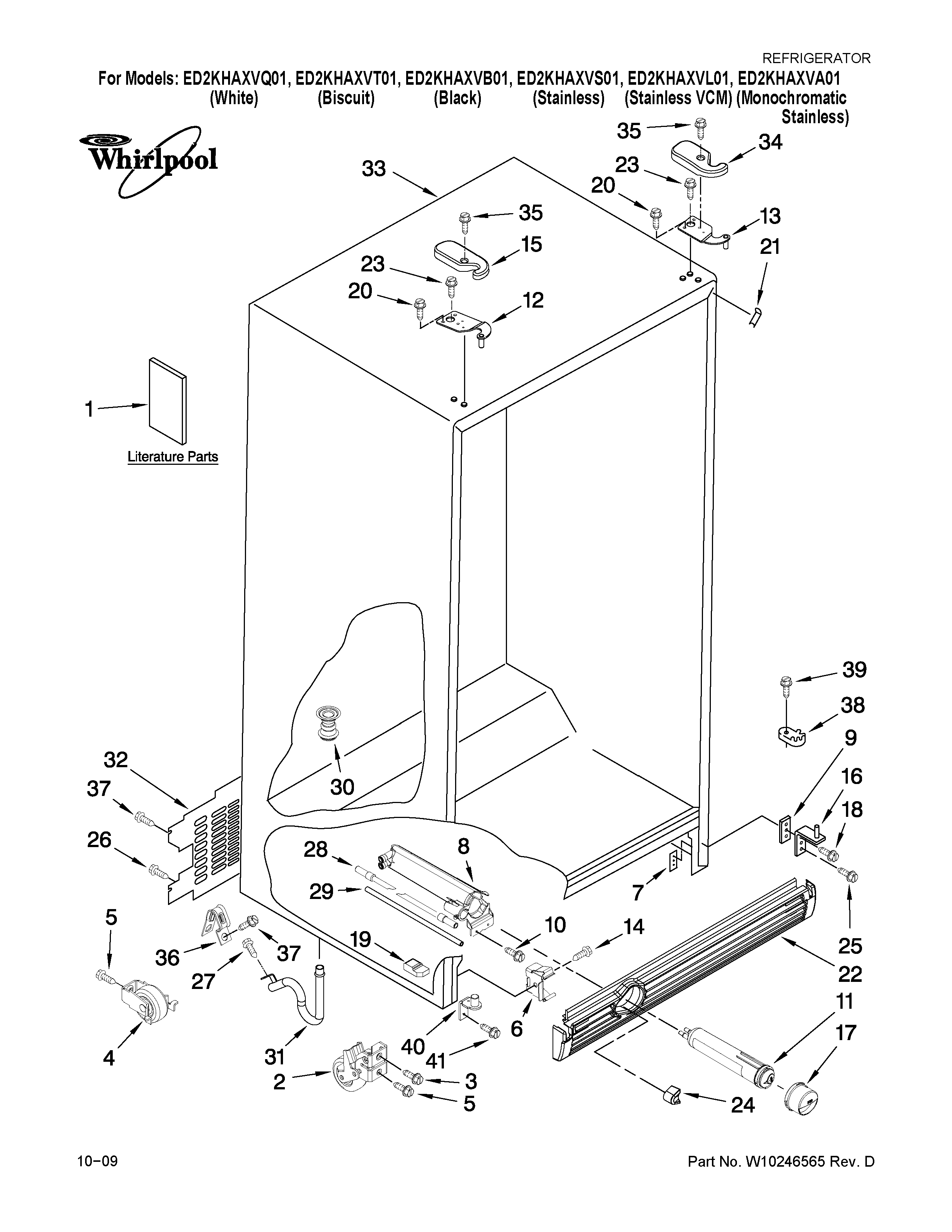 Whirlpool ED2KHAXVS01 cabinet parts diagram