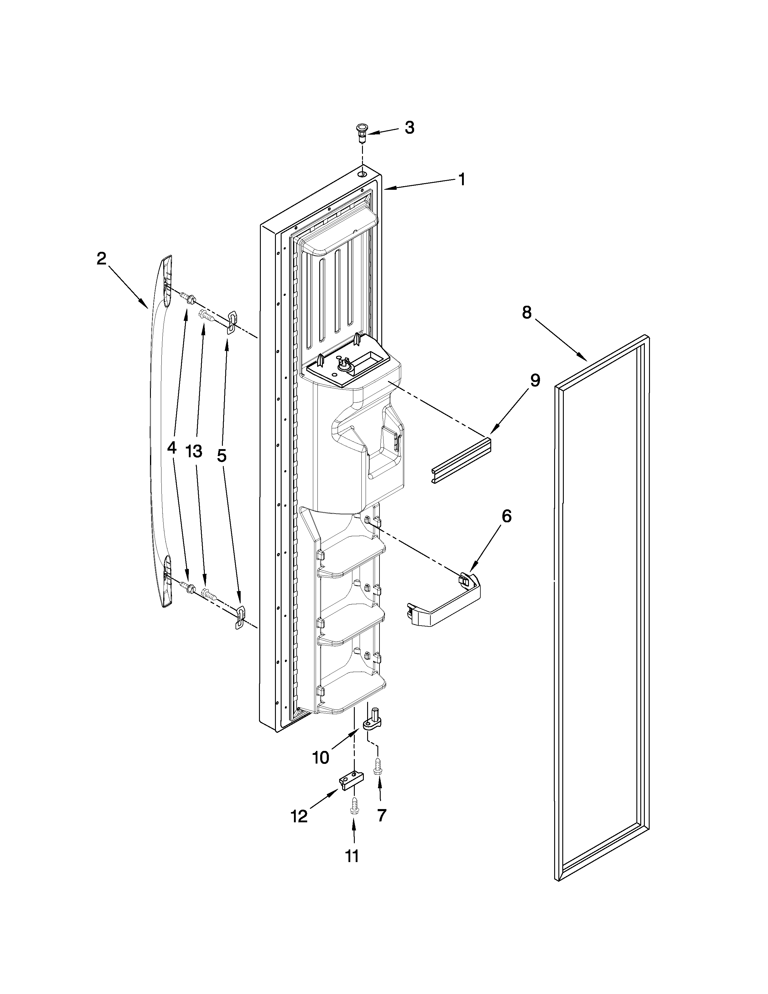 Whirlpool ED2KHAXVS01 freezer door parts diagram