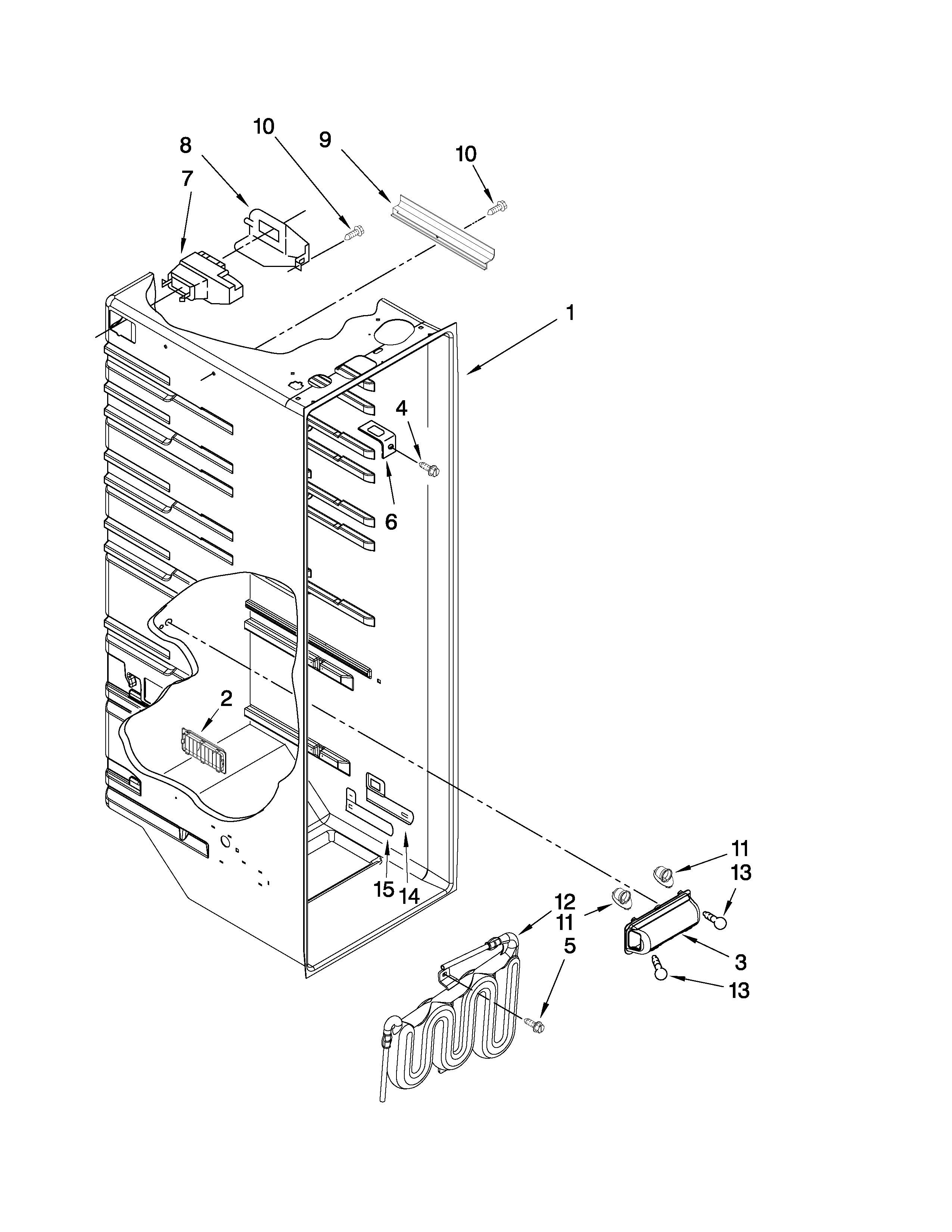 Whirlpool ED5LDEXWQ00 refrigerator liner parts diagram