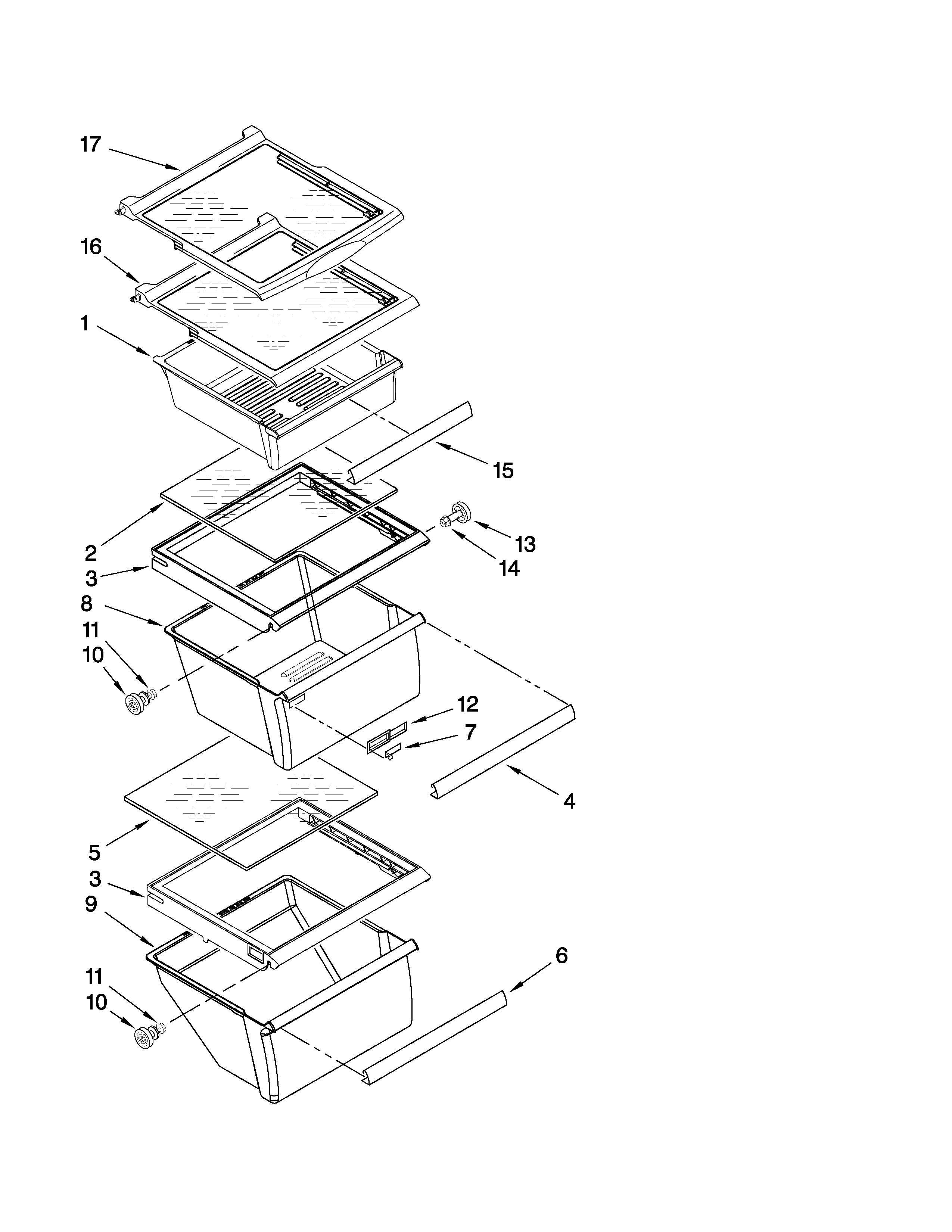 Whirlpool ED5LDEXWQ00 refrigerator shelf parts diagram