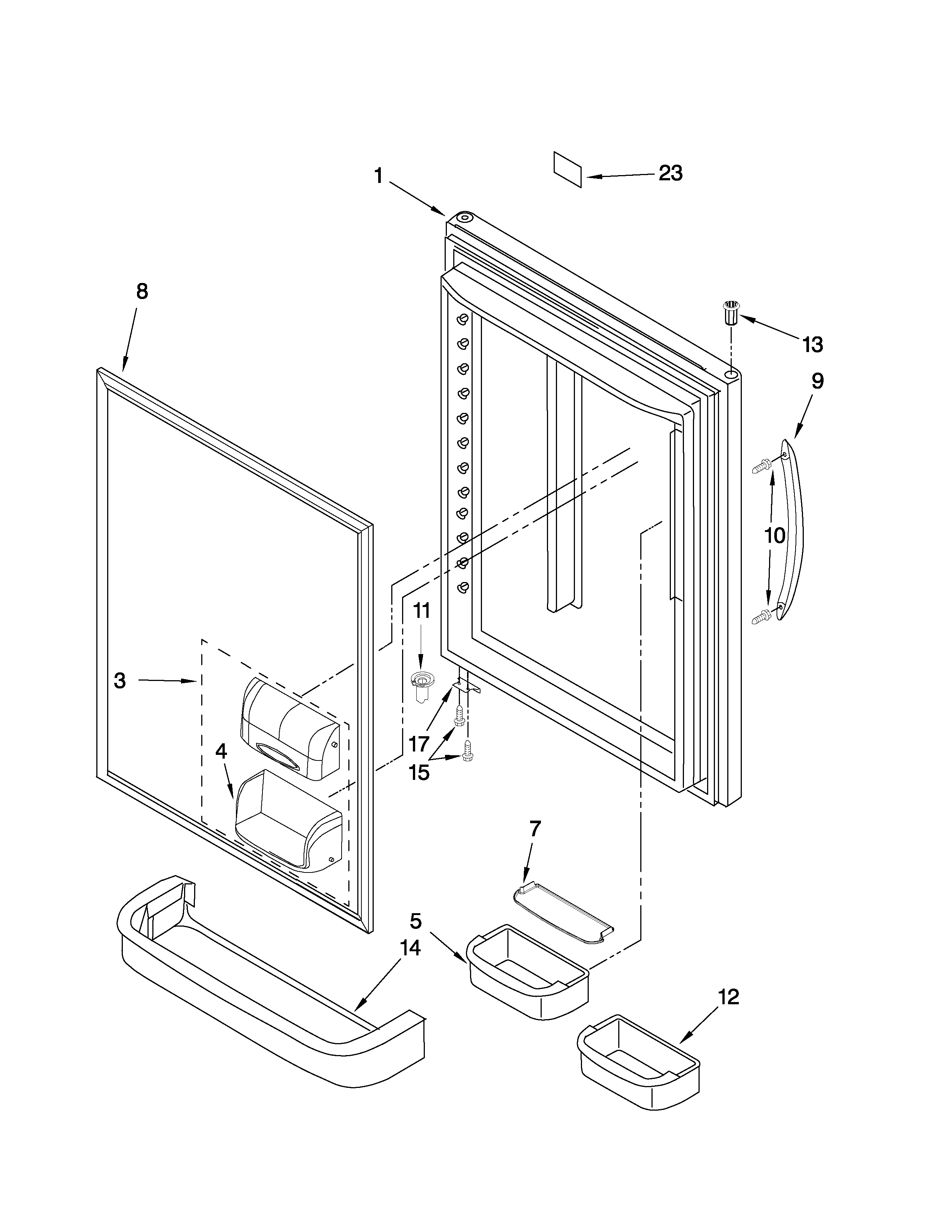 Whirlpool GB2SHTXTB02 refrigerator door parts diagram