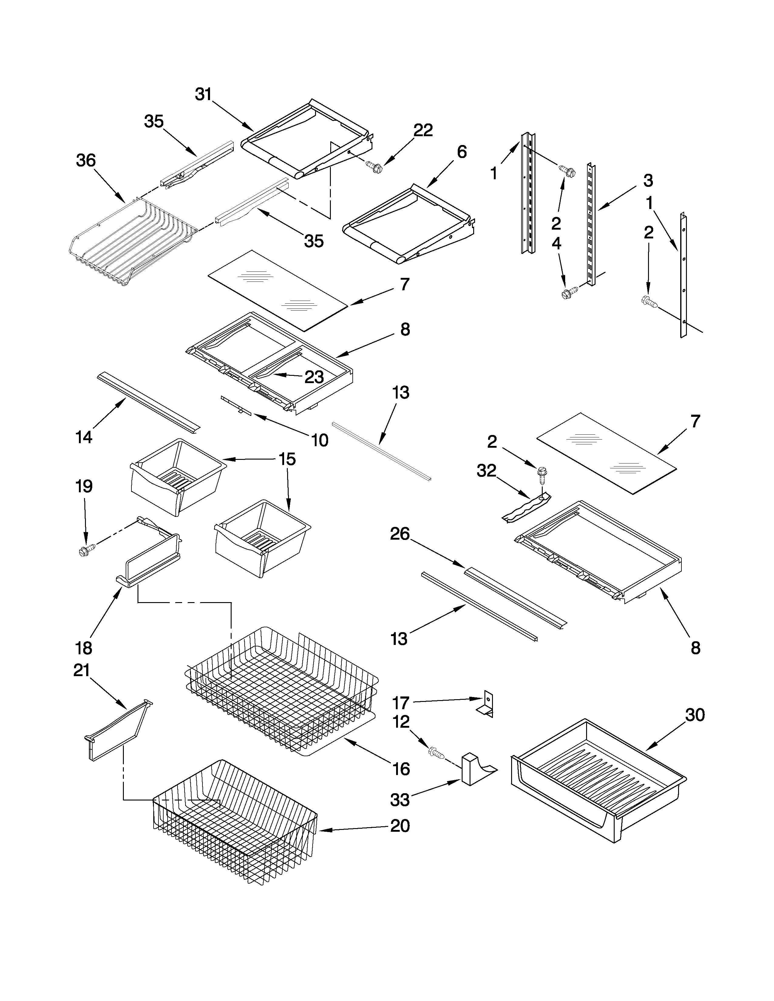 Whirlpool GB2SHTXTB02 shelf parts diagram