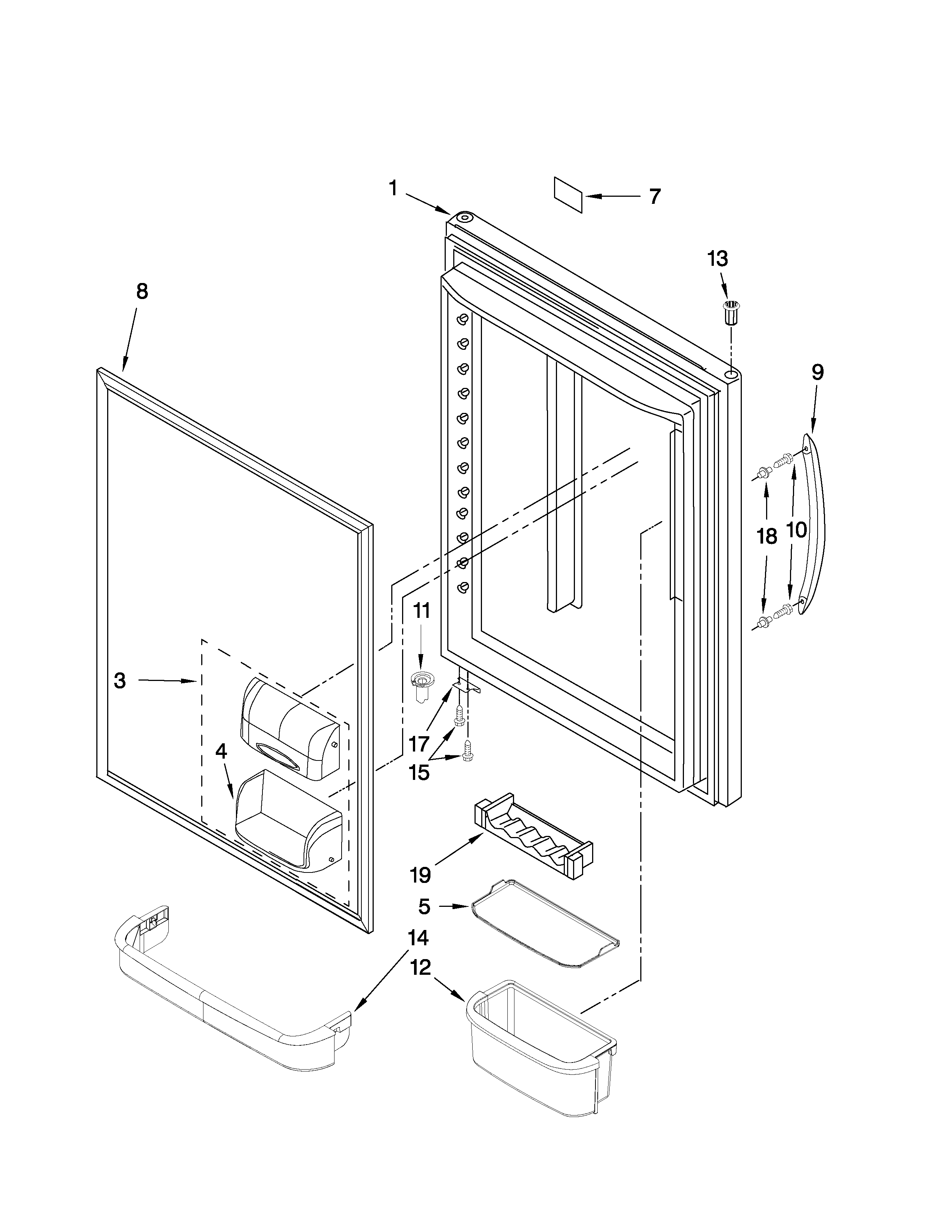 KitchenAid KBRS20EVMS2 refrigerator door parts diagram