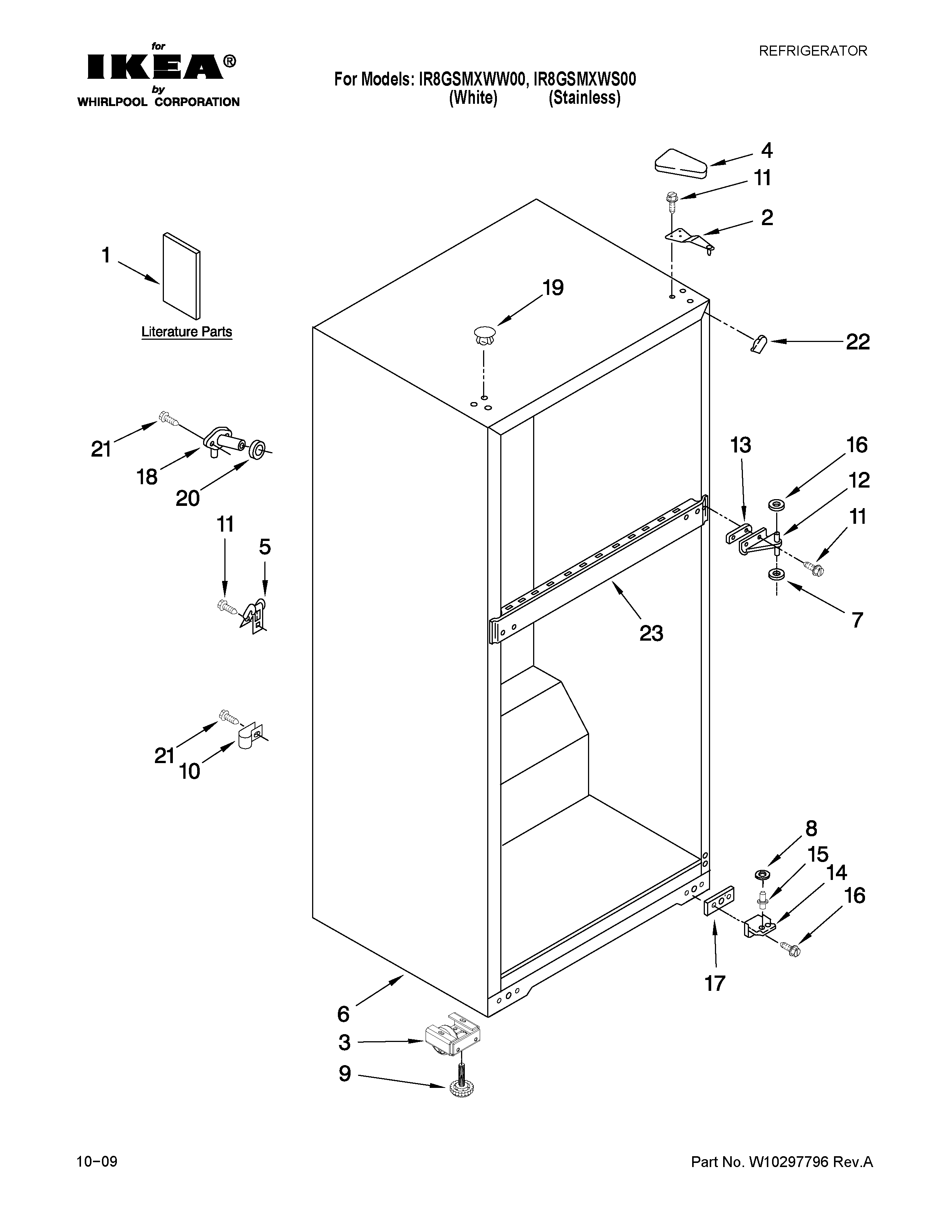 Ikea IR8GSMXWS00 cabinet parts diagram