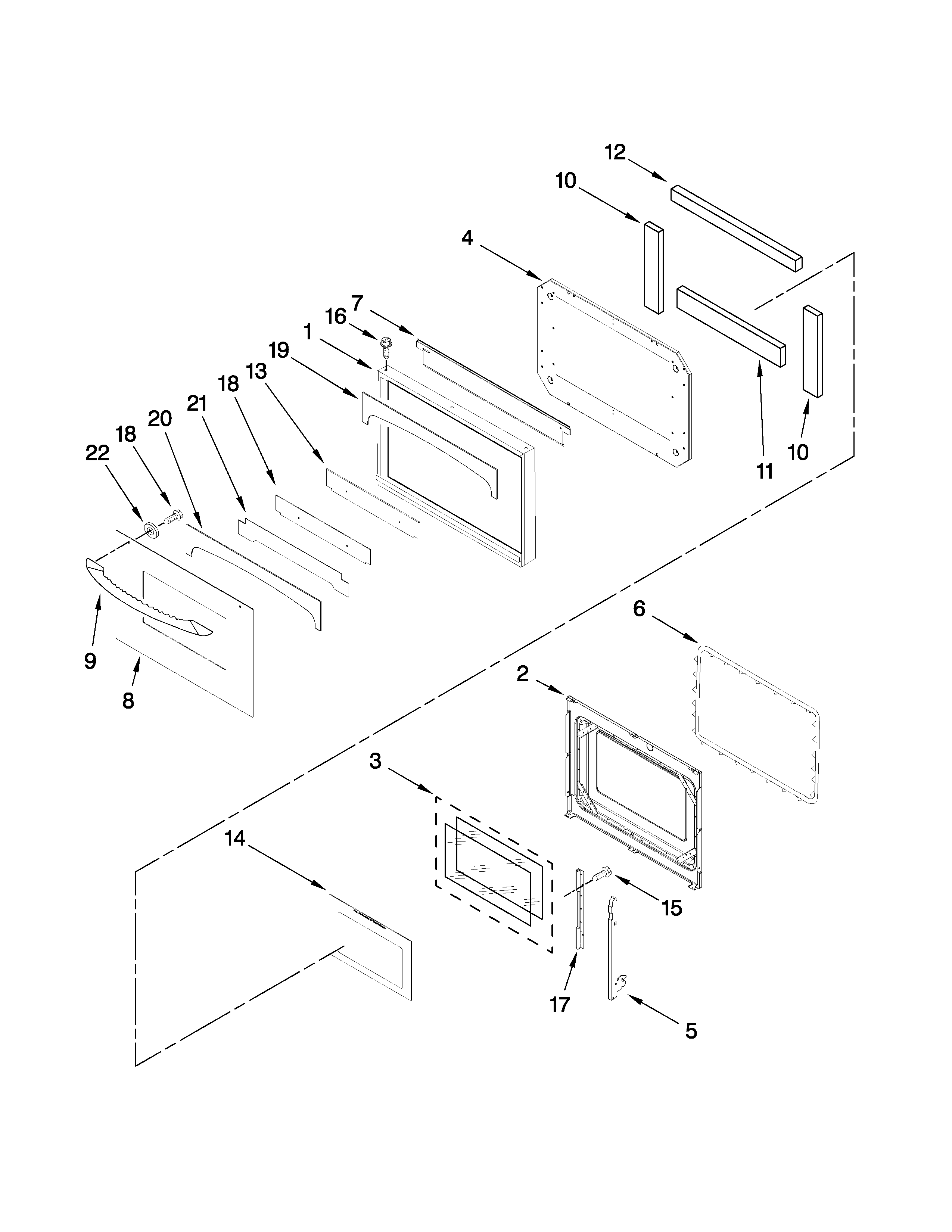Maytag MEW6530DDW20 oven door parts diagram