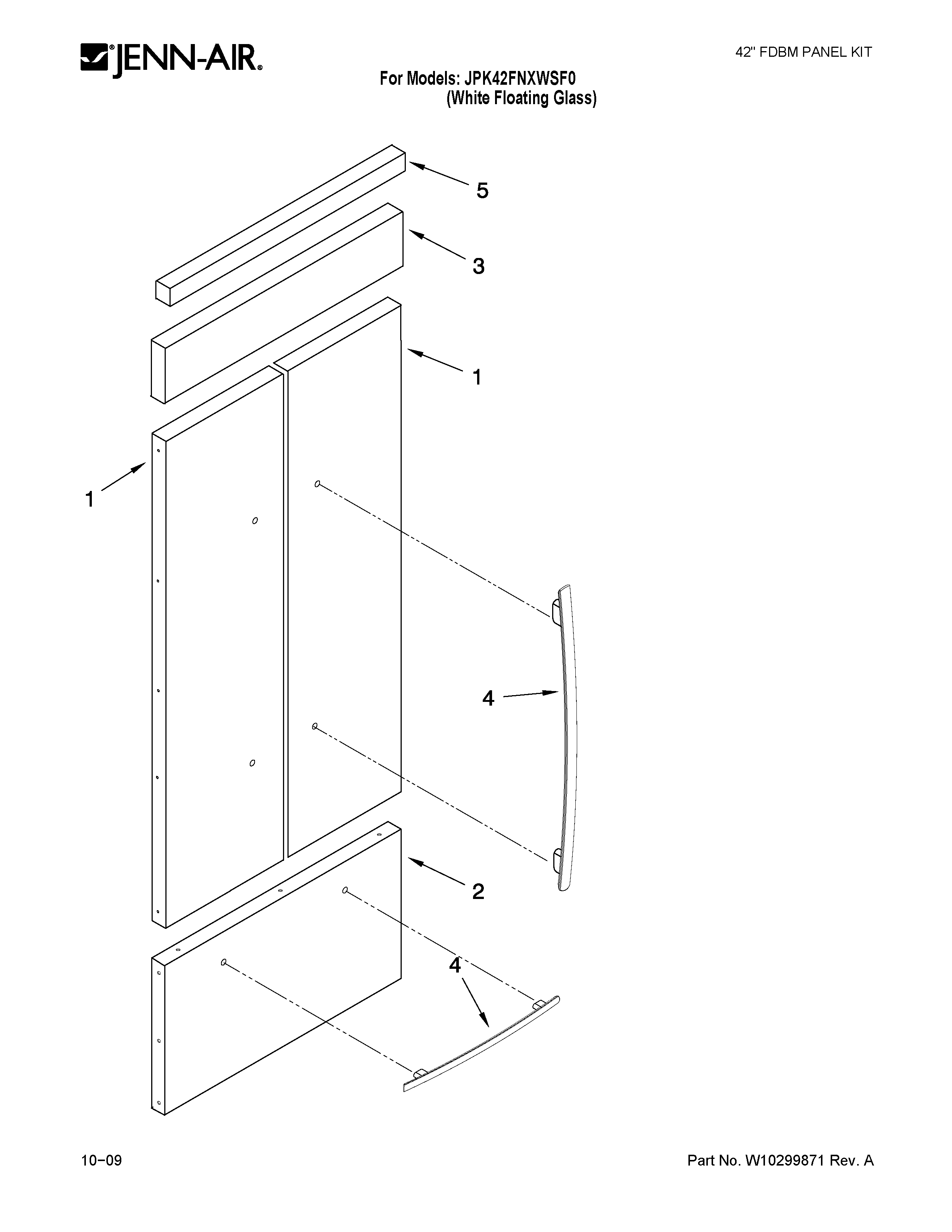 Jenn-Air JPK42FNXWSF0 36" panel kit diagram