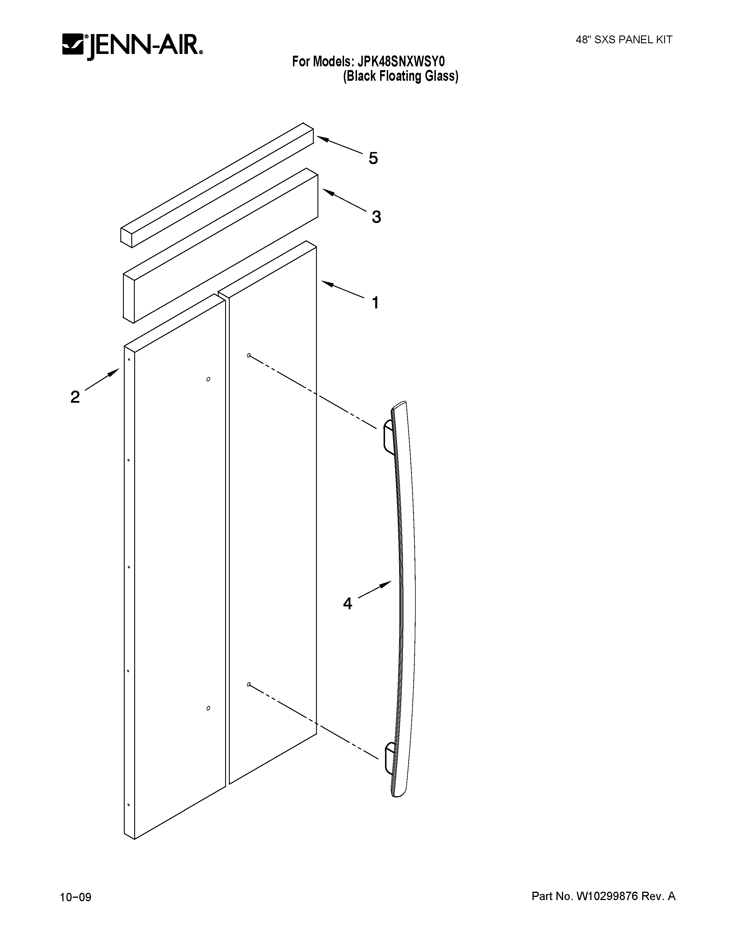 Jenn-Air JPK48SNXWSY0 panel kit parts diagram