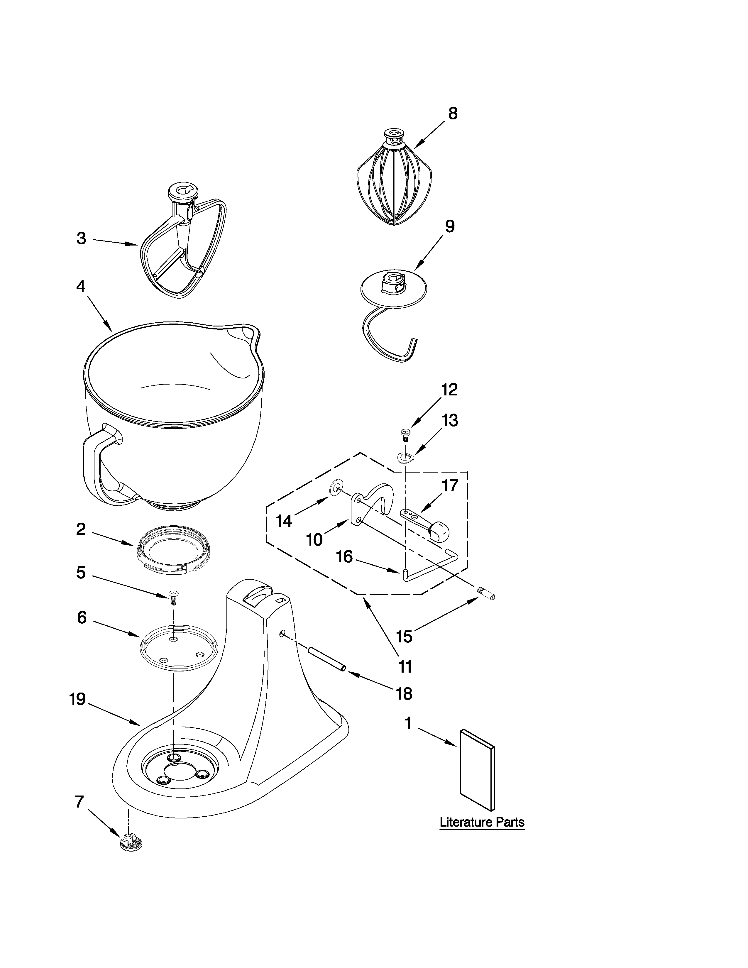 KitchenAid KSM158GBCA0 base and pedestal unit diagram