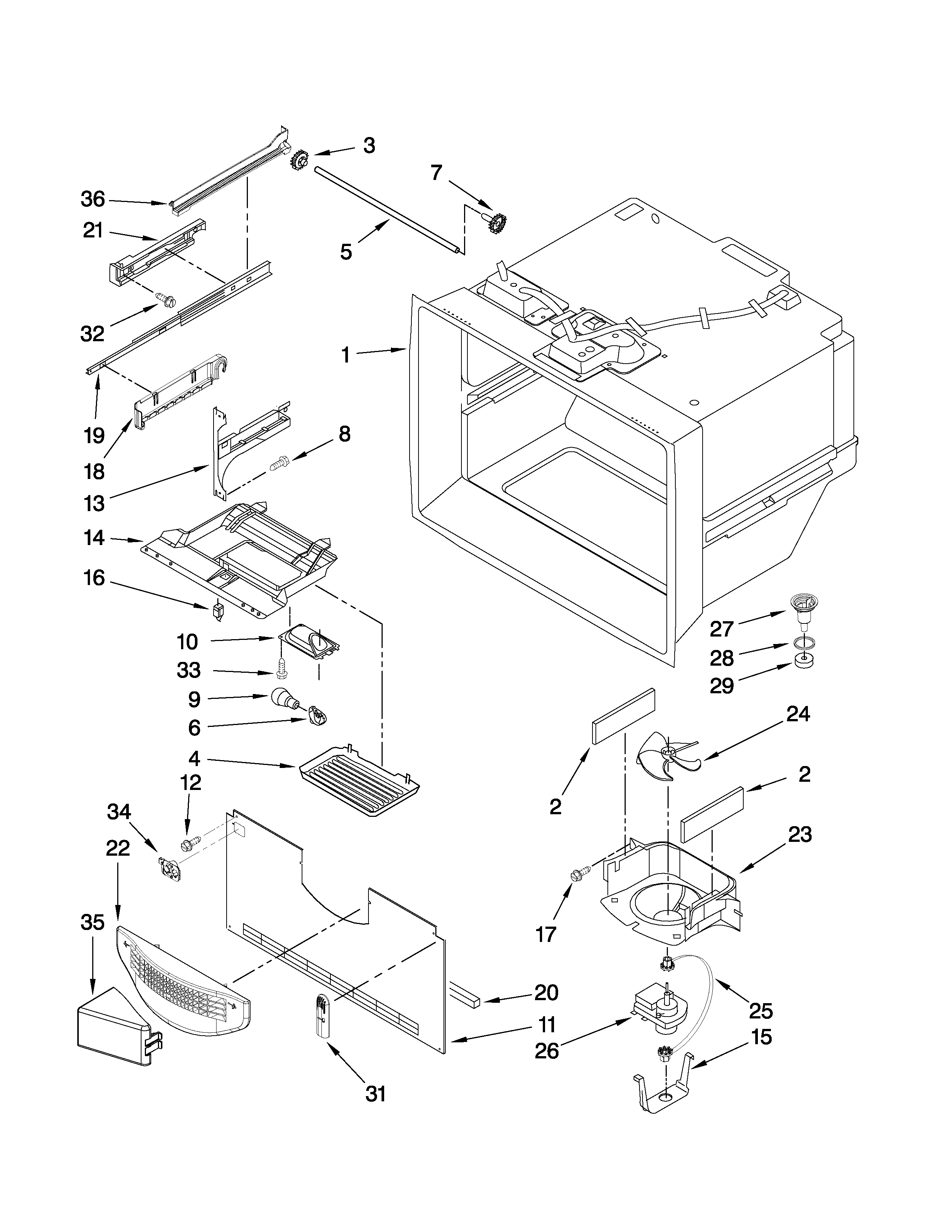 KitchenAid KBRS22EVMS2 freezer liner parts diagram