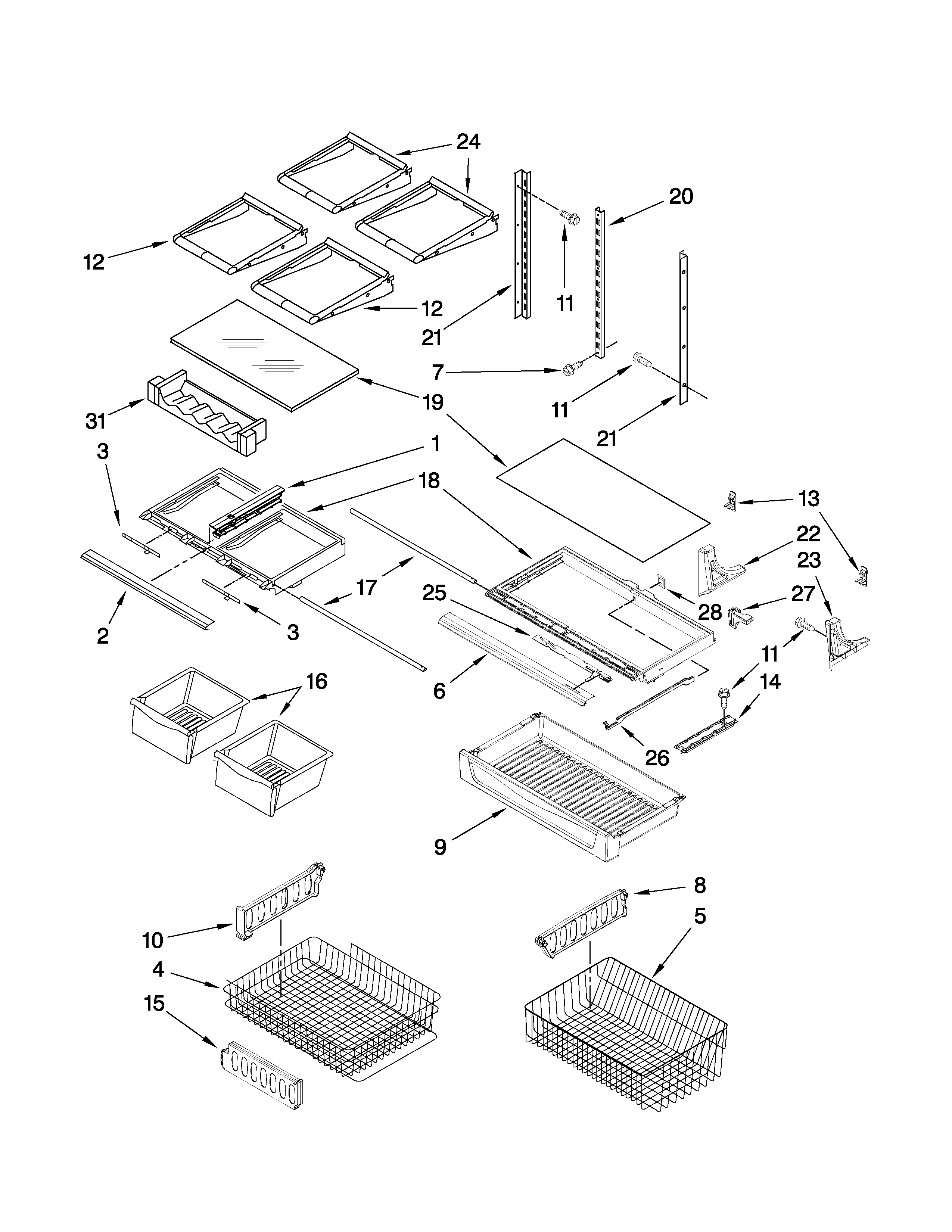 KitchenAid KBRS22EVMS2 shelf parts diagram
