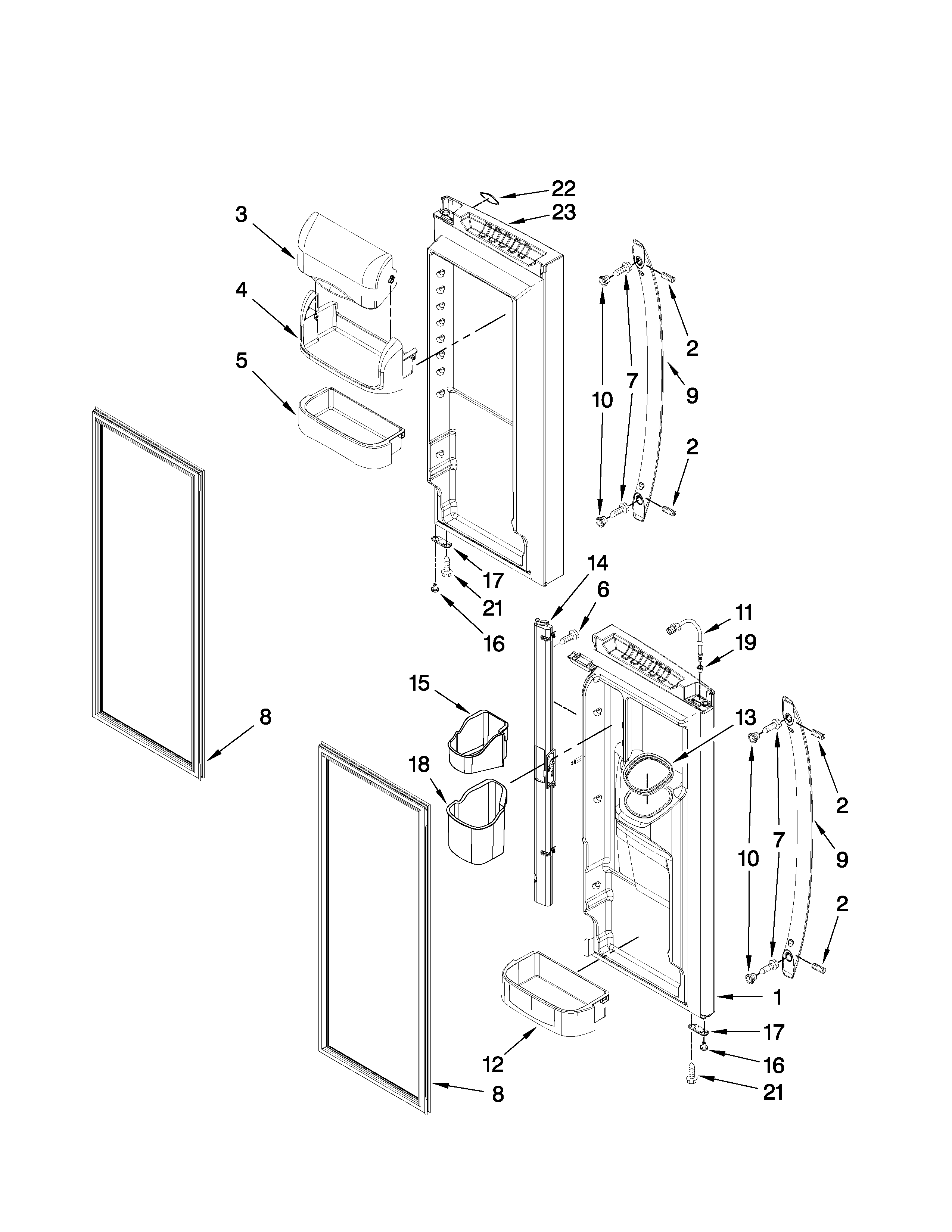 KitchenAid KFIS25XVMS2 refrigerator door parts diagram