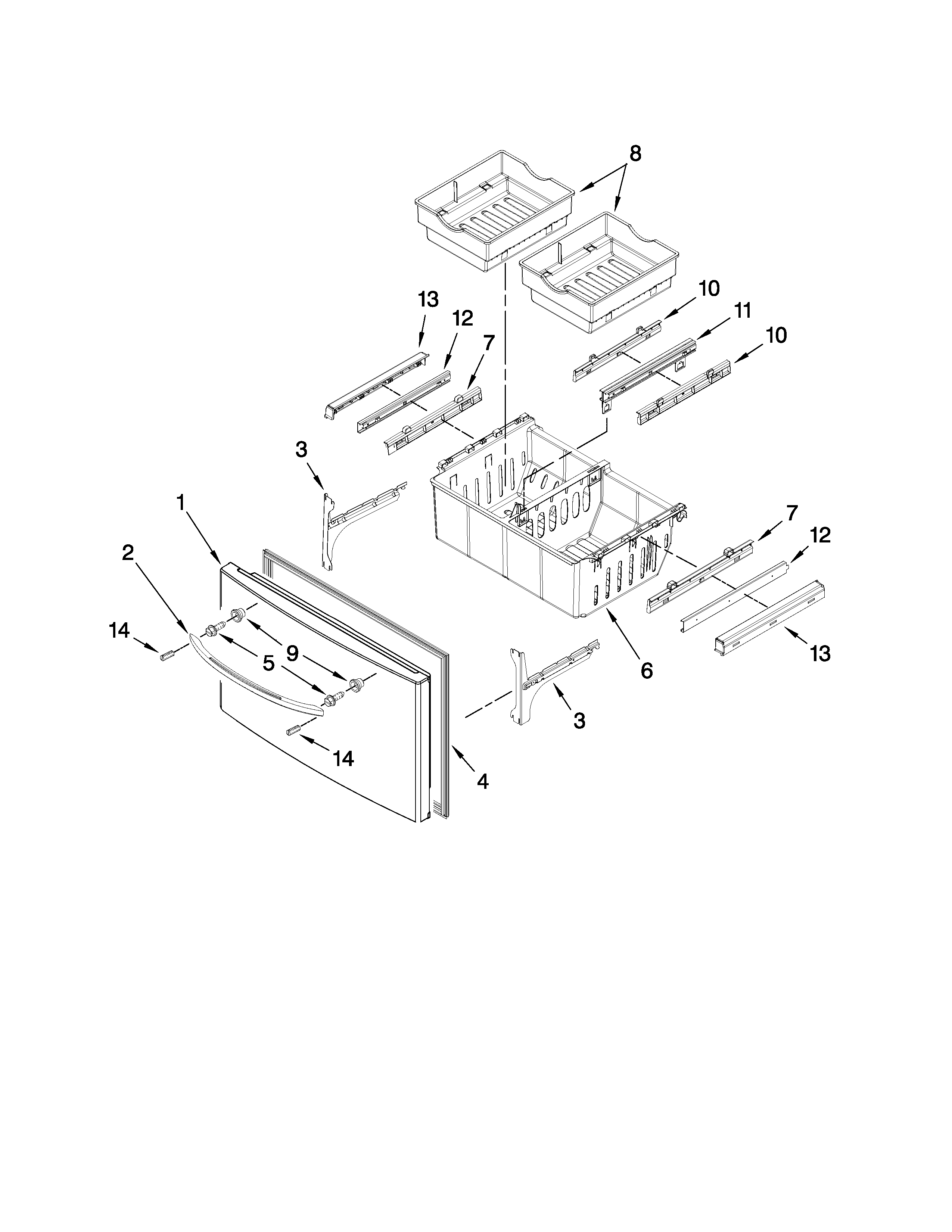 KitchenAid KFIS25XVMS2 freezer door parts diagram