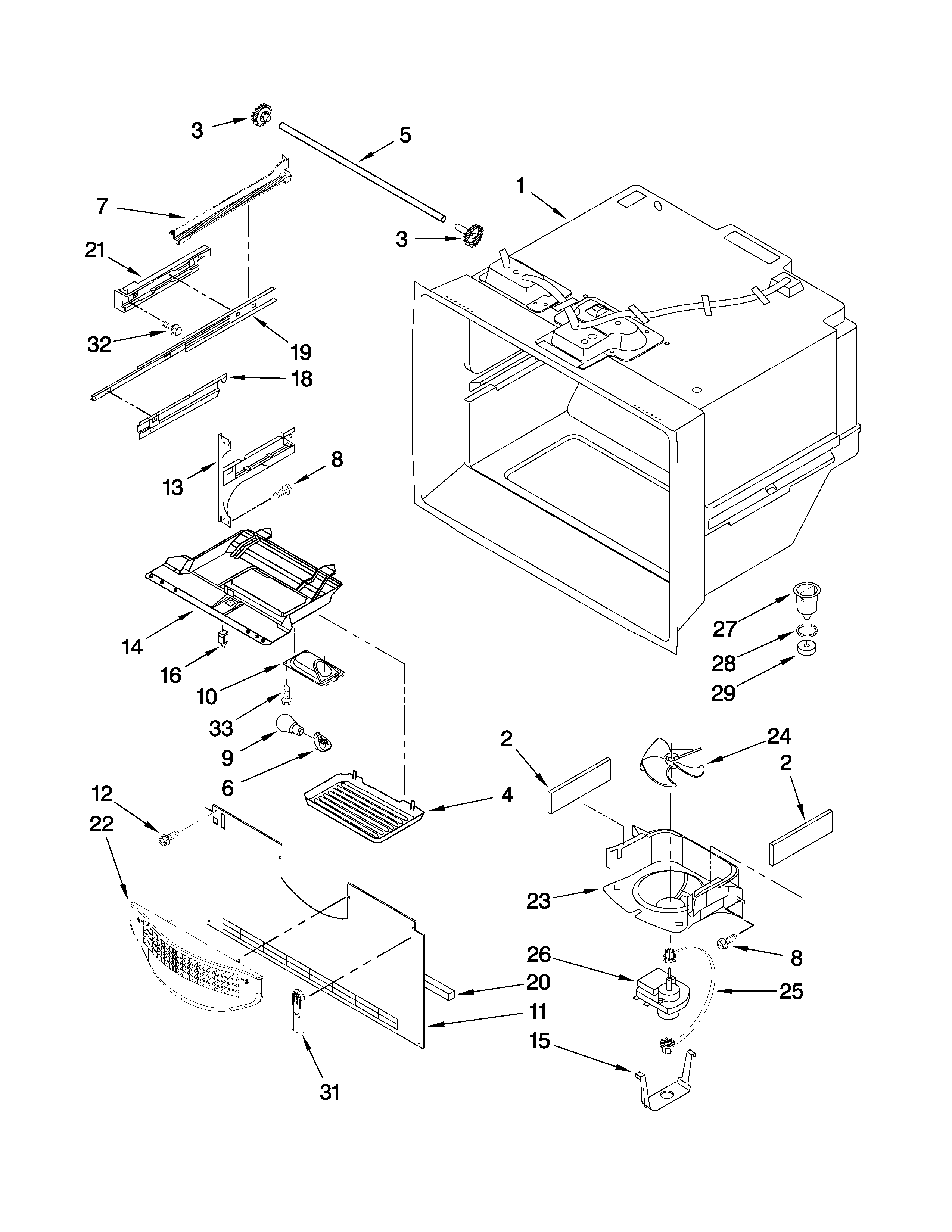 Whirlpool GB9SHDXVS02 freezer liner parts diagram