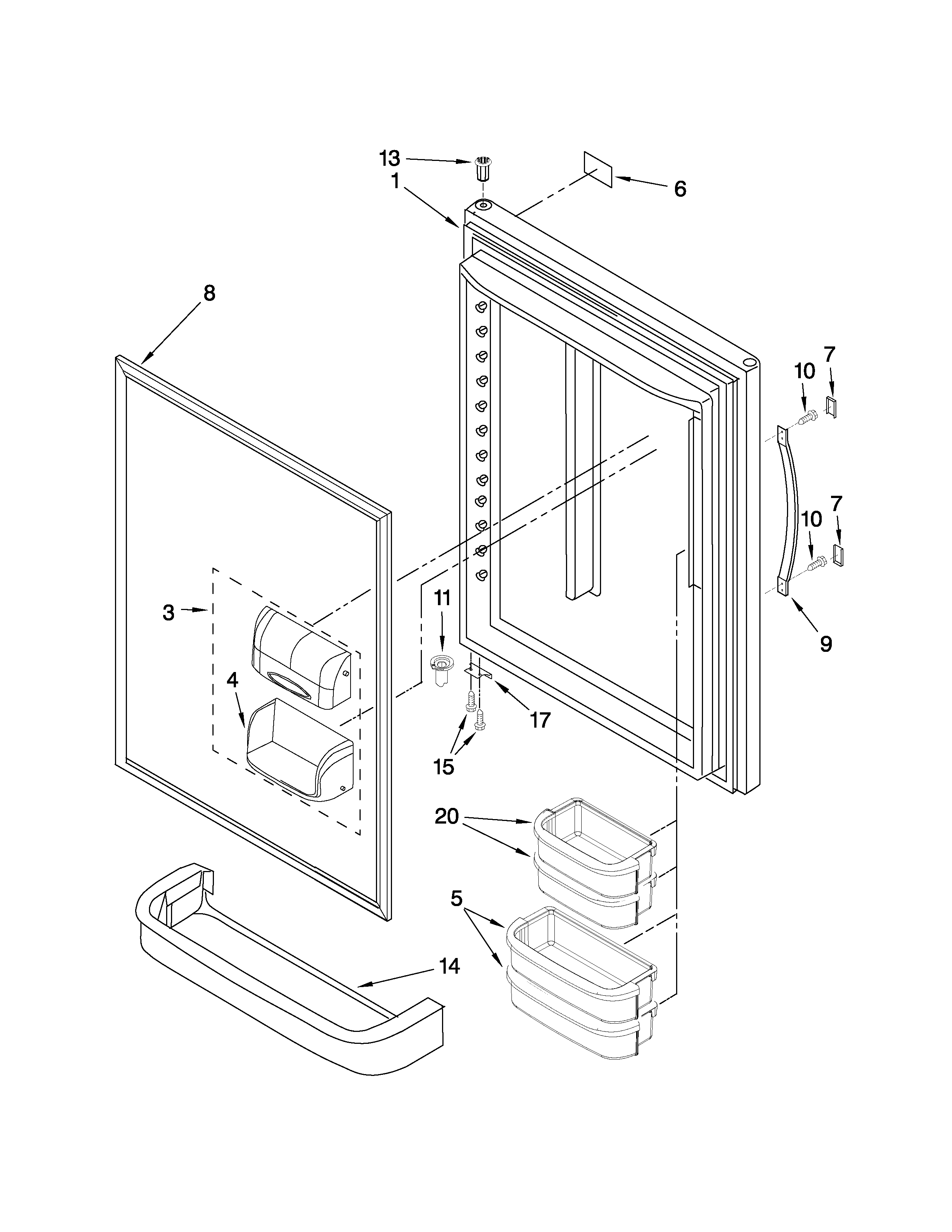 Whirlpool GB9SHDXVS02 refrigerator door parts diagram