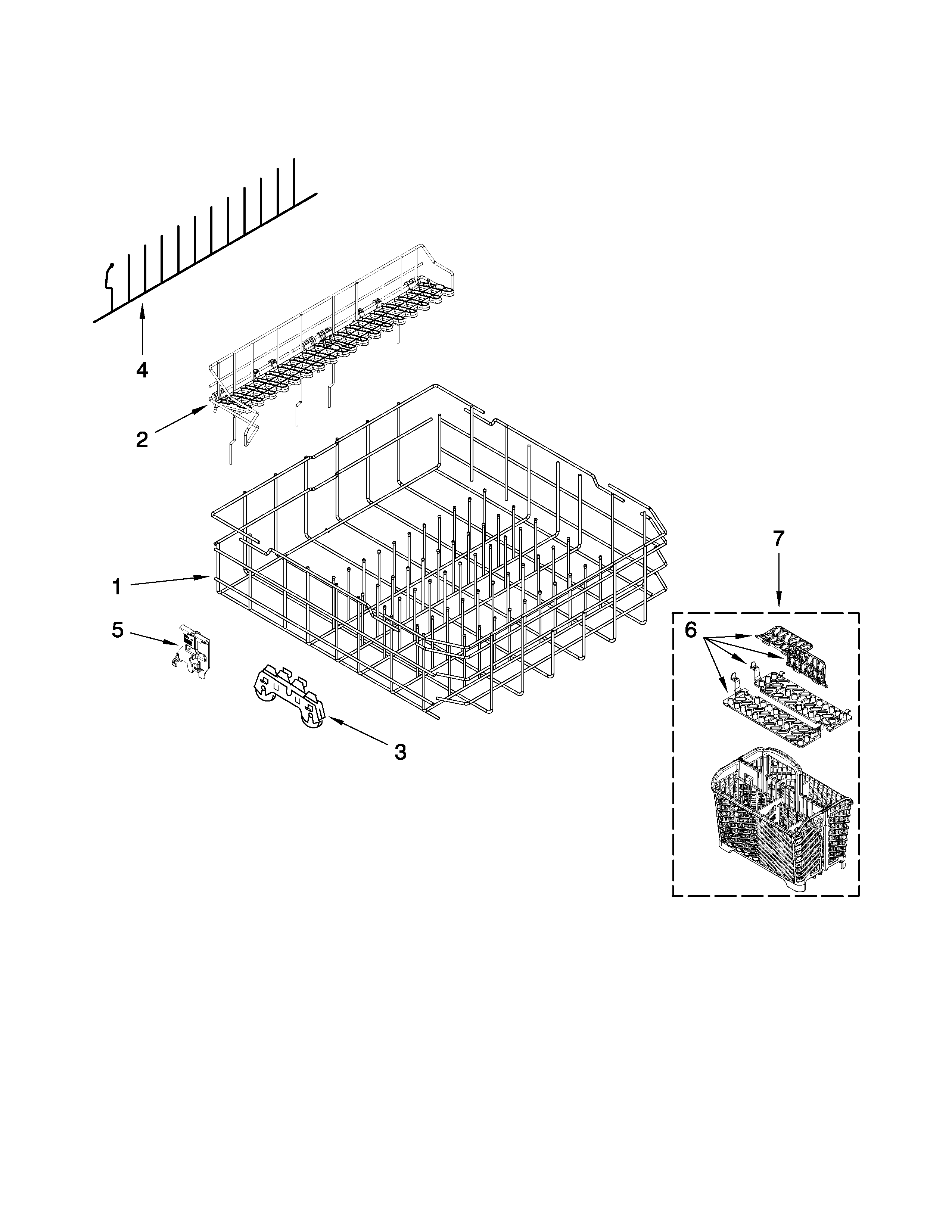 Maytag MDB7809AWM1 lower rack parts diagram