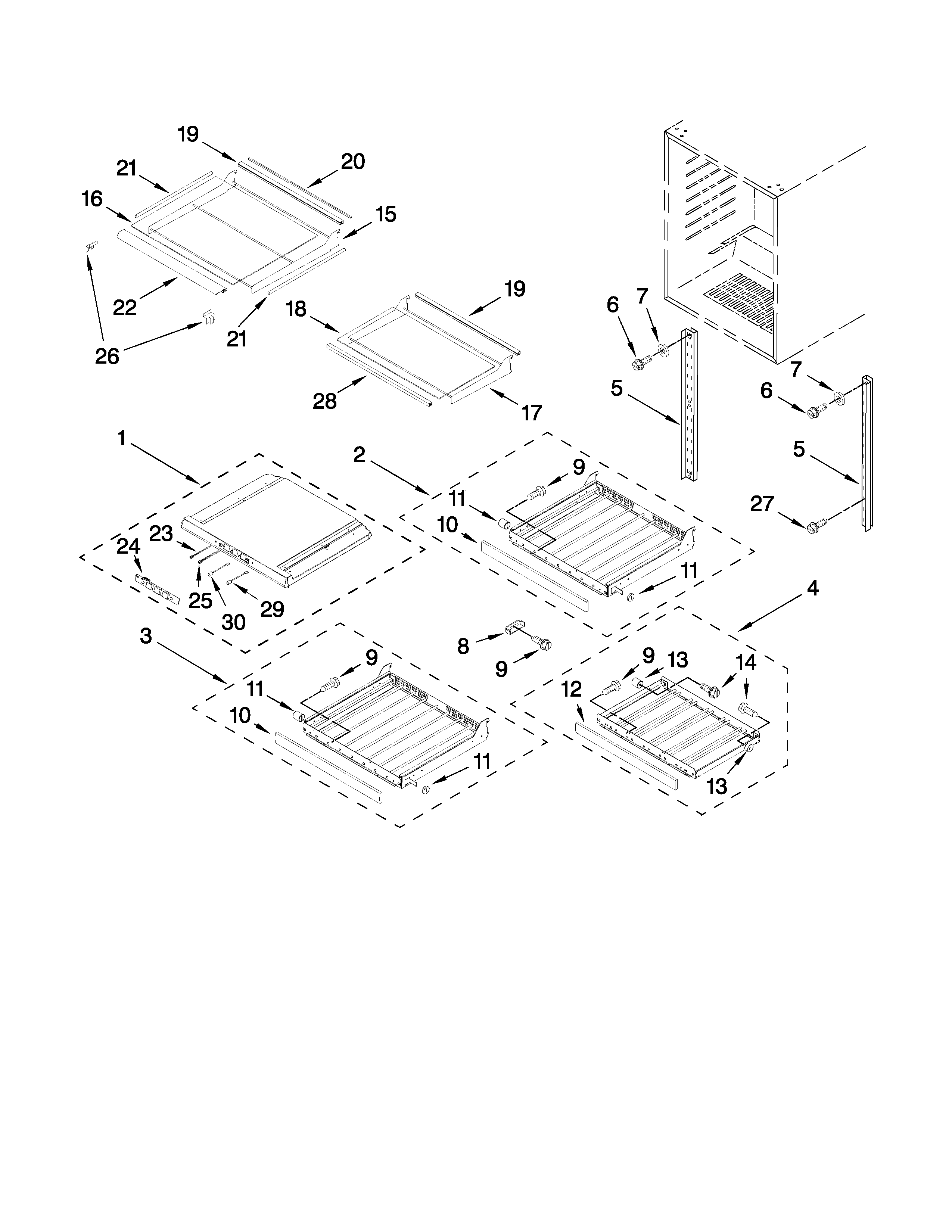 Jenn-Air JUB248LBRS00 shelf parts diagram