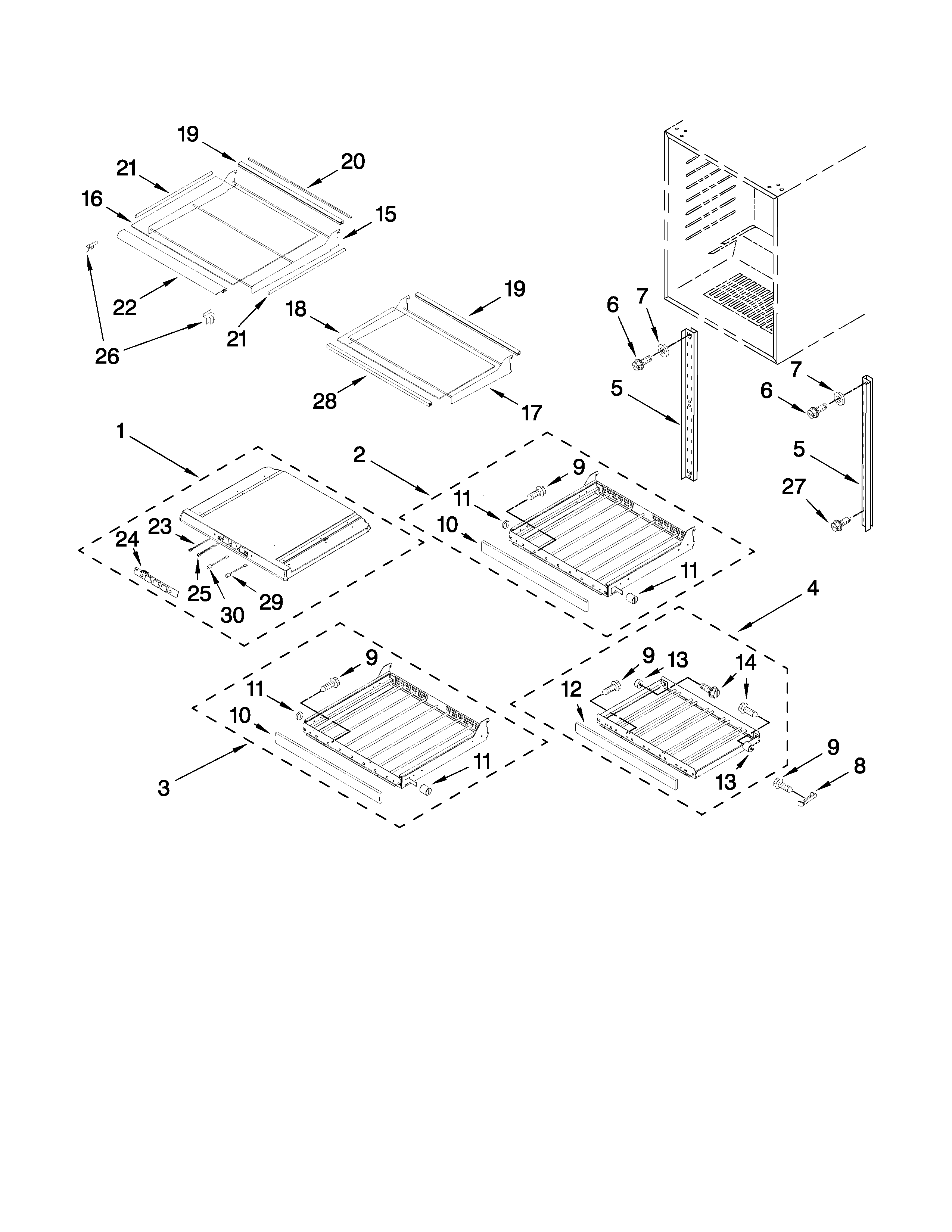 Jenn-Air JUB248RBCX00 shelf parts diagram