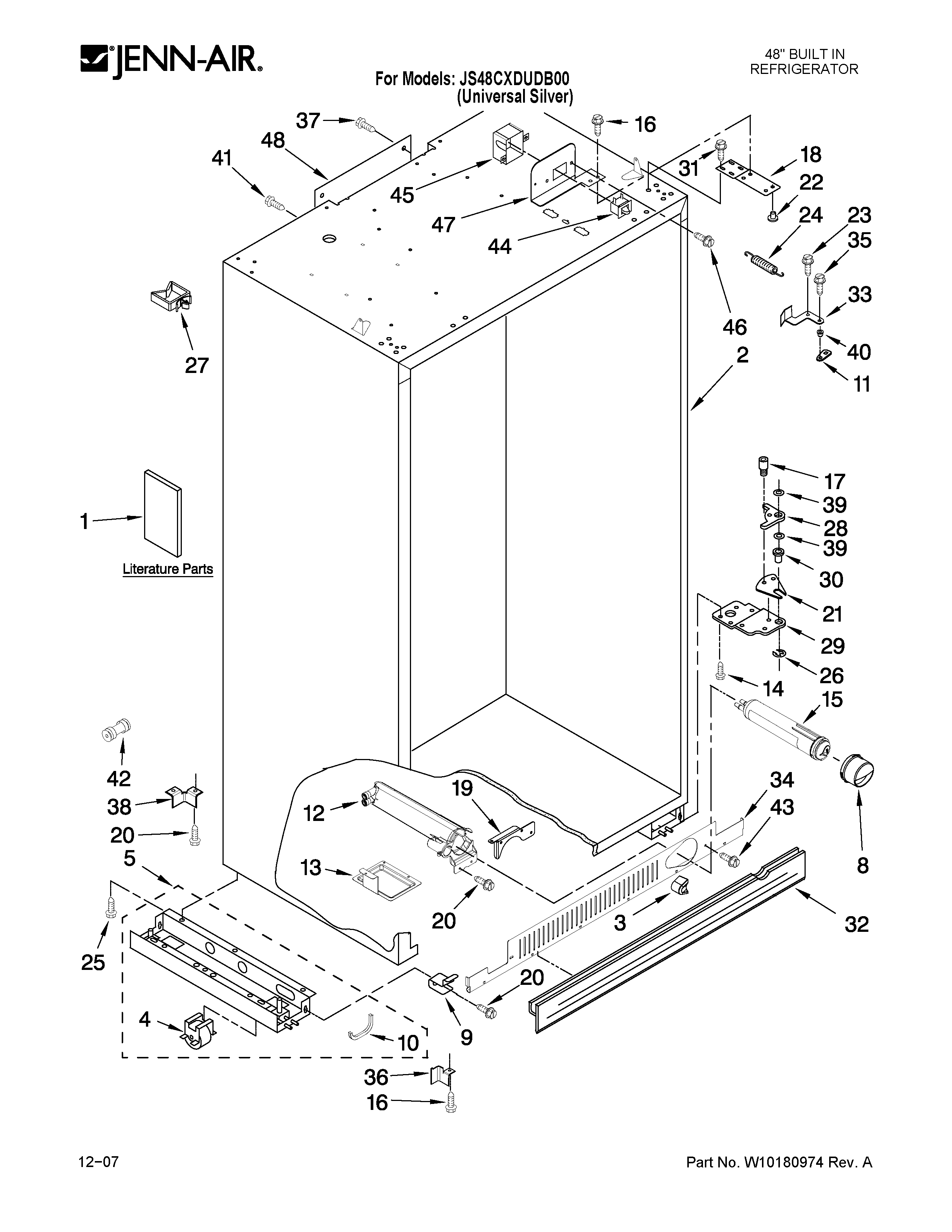 Jenn-Air JS48CXDUDB00 cabinet parts diagram