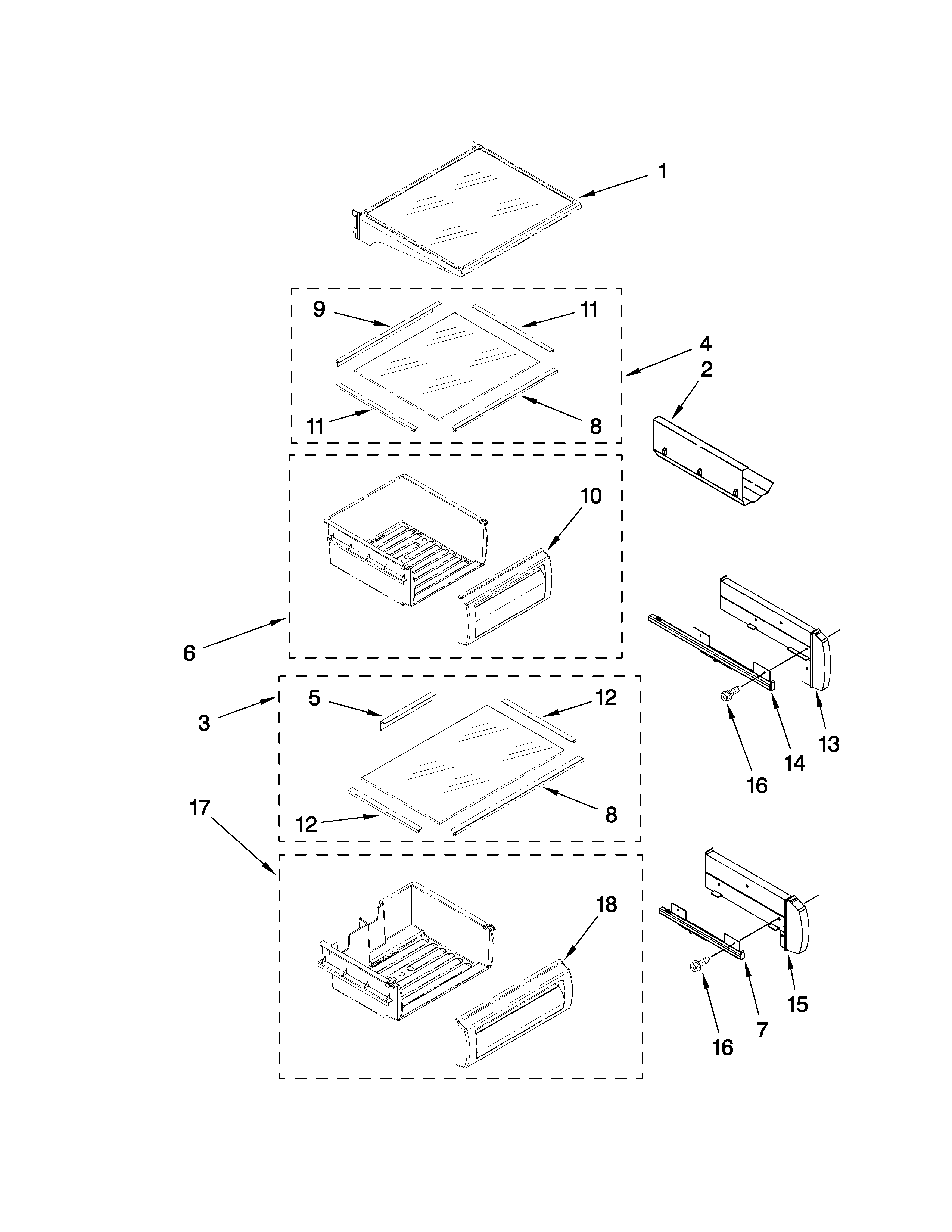 Jenn-Air JS48CXDUDB00 refrigerator shelf parts diagram