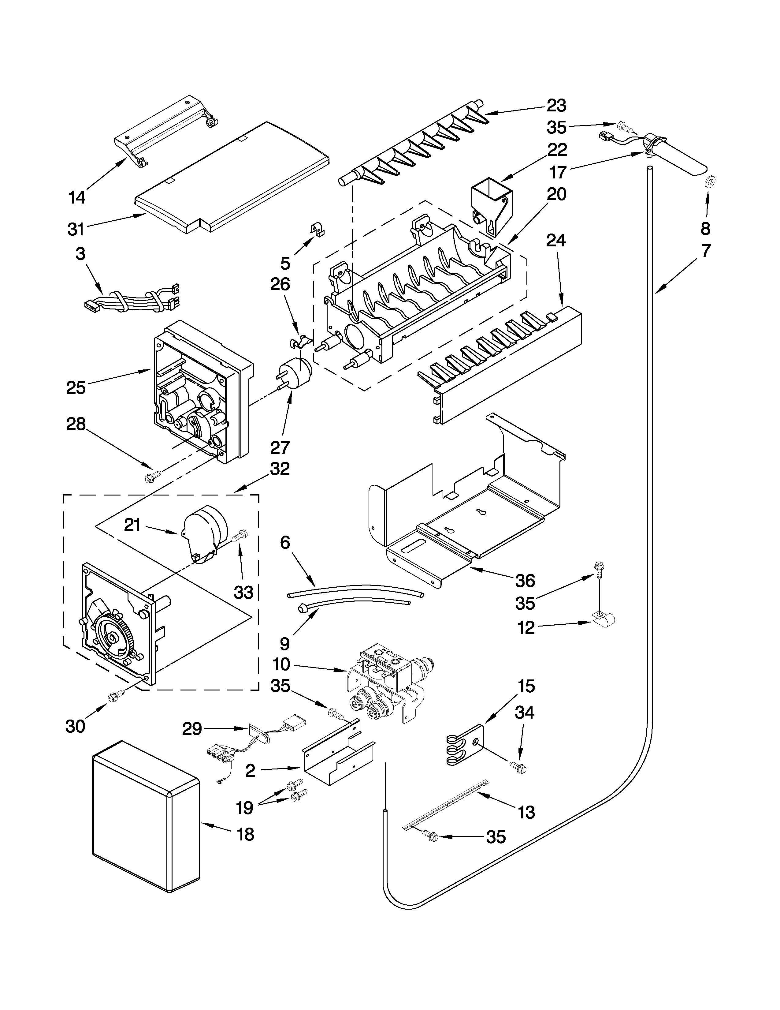 Jenn-Air JS48CXDUDB00 icemaker parts diagram