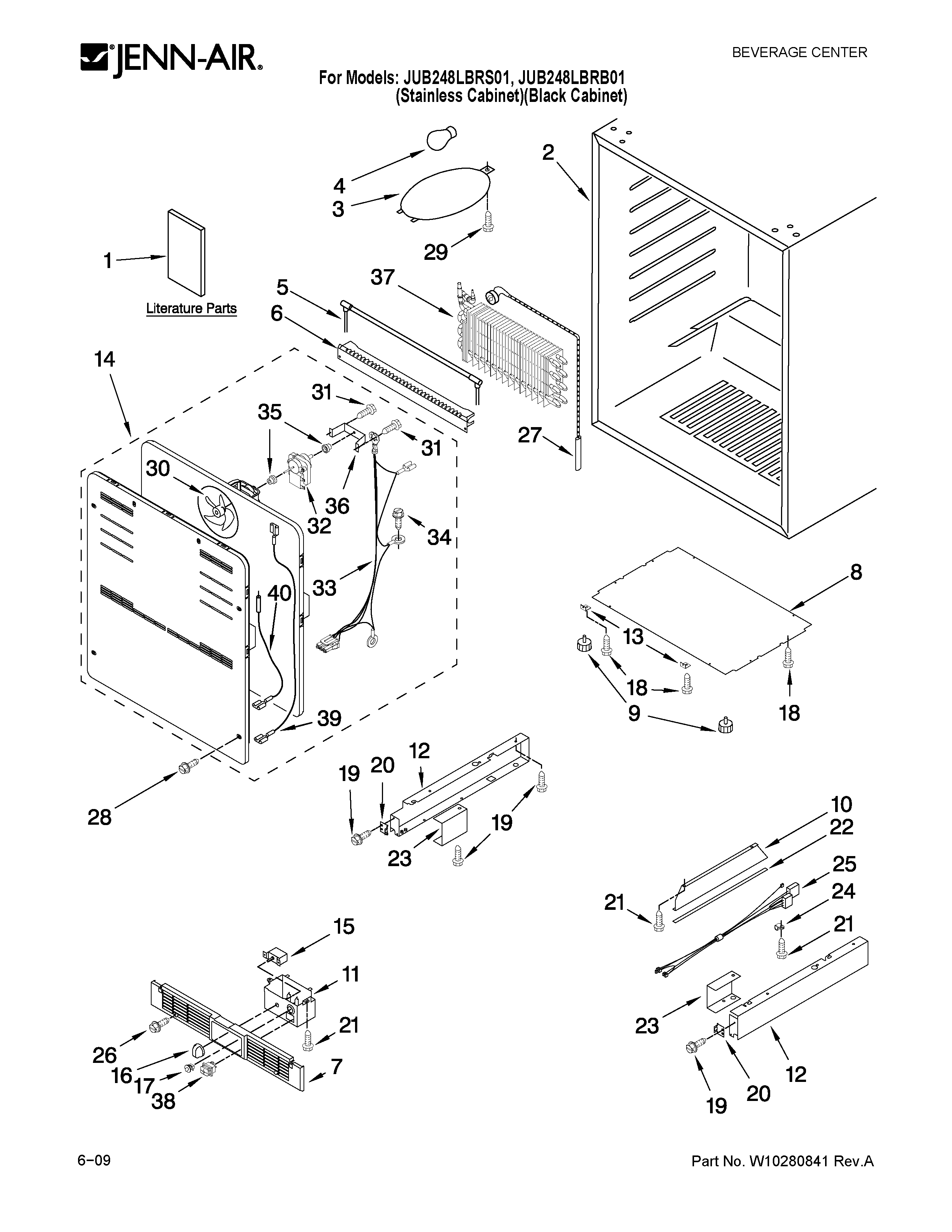 Jenn-Air JUB248LBRB01 cabinet parts diagram