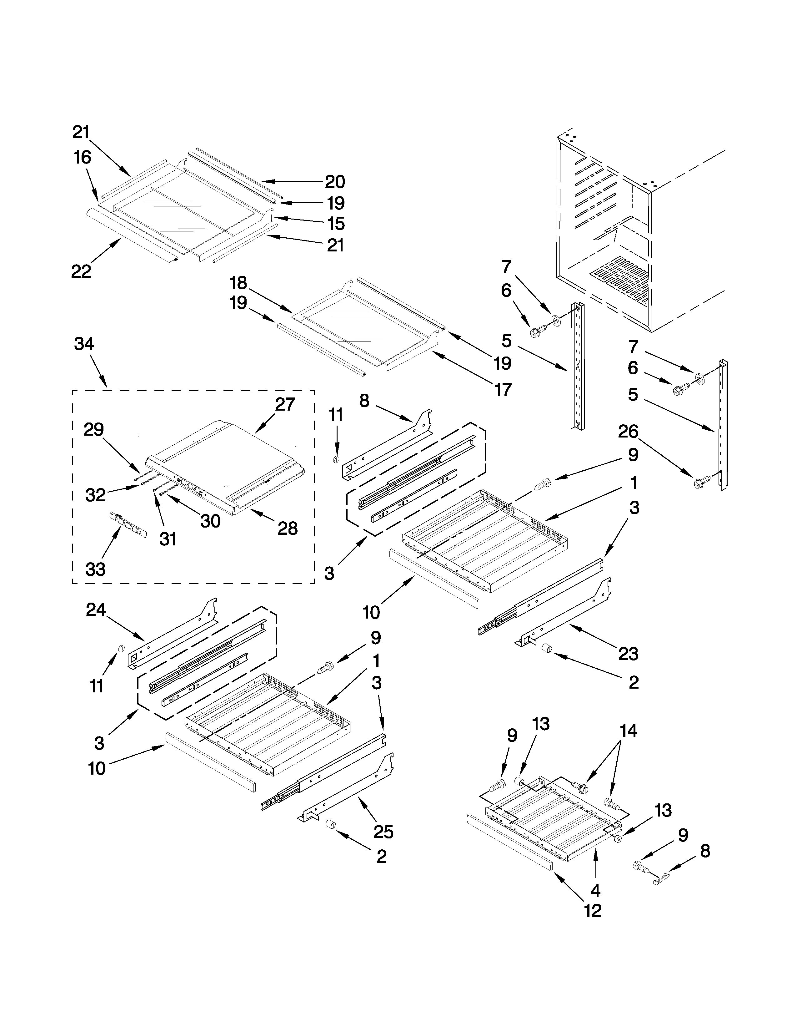 Jenn-Air JUB248LBRB01 shelf parts diagram