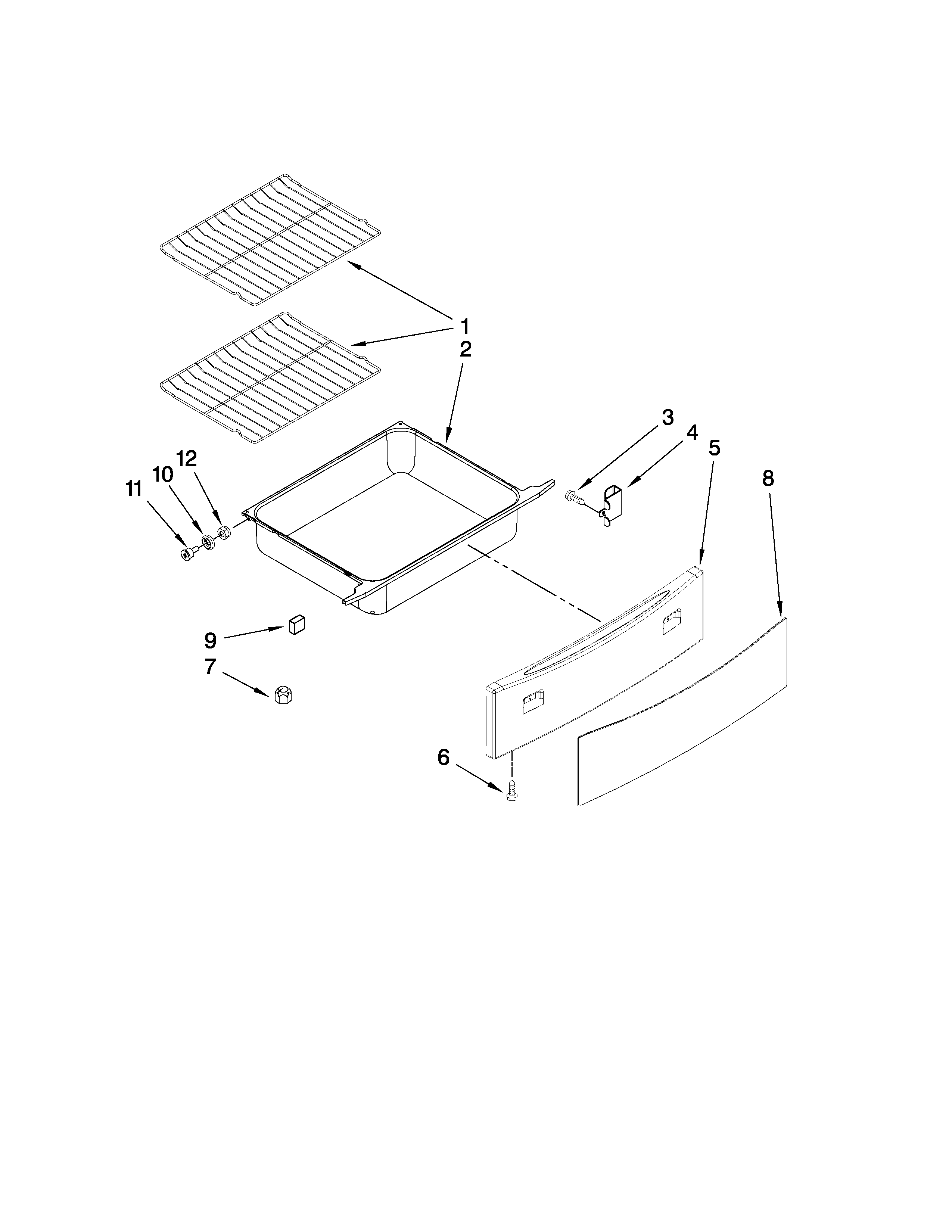 Jenn-Air JES8750CAB00 drawer and rack parts diagram