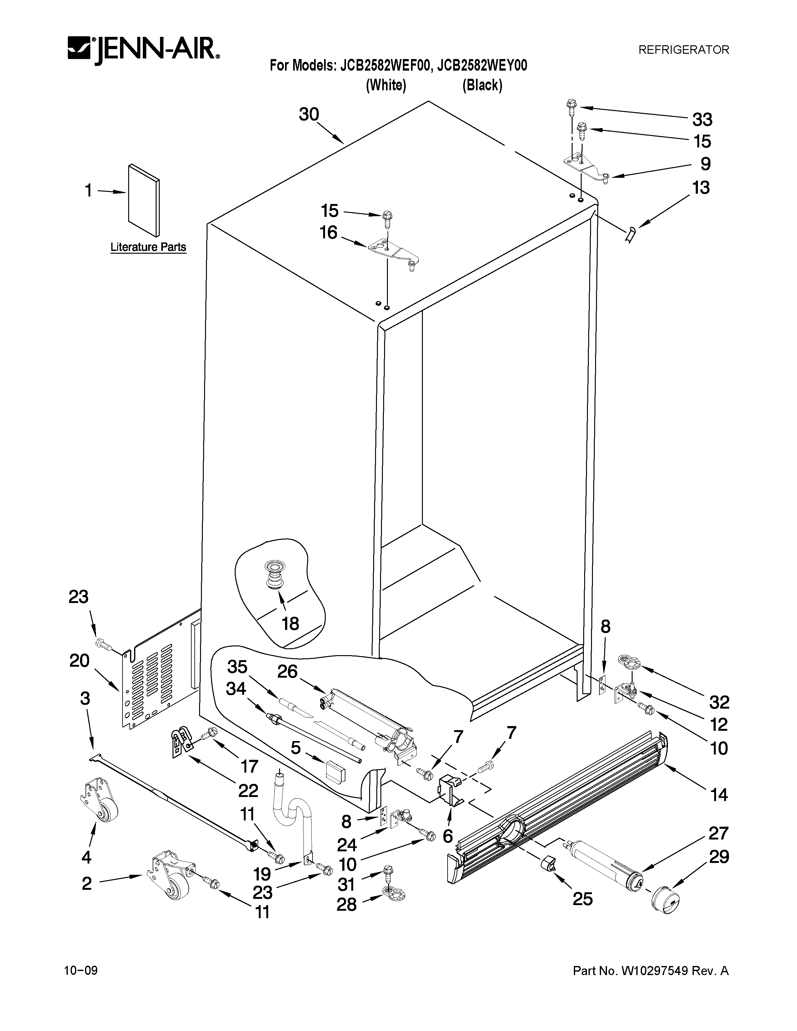 Jenn-Air JCB2582WEF00 cabinet parts diagram