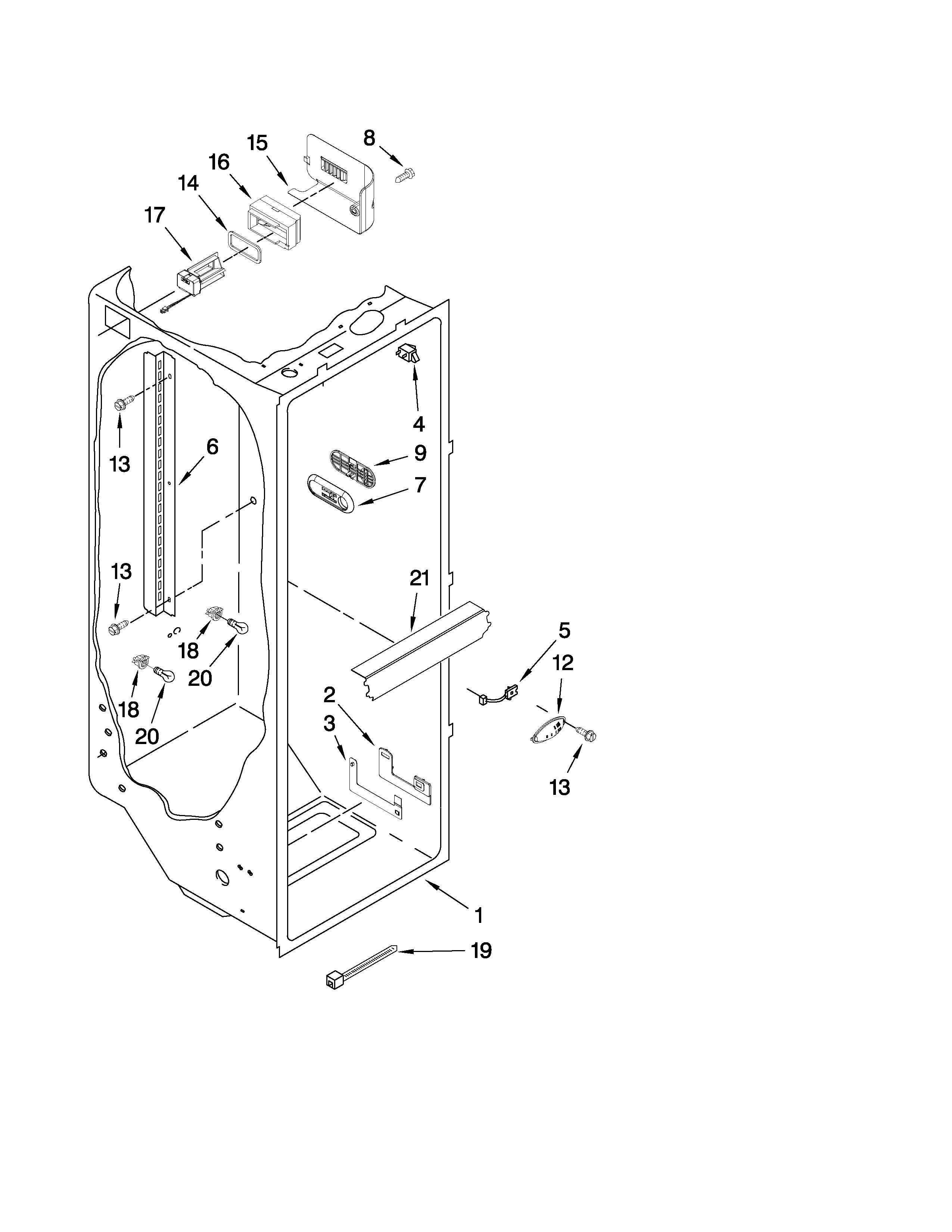 Jenn-Air JCB2582WEF00 refrigerator liner parts diagram