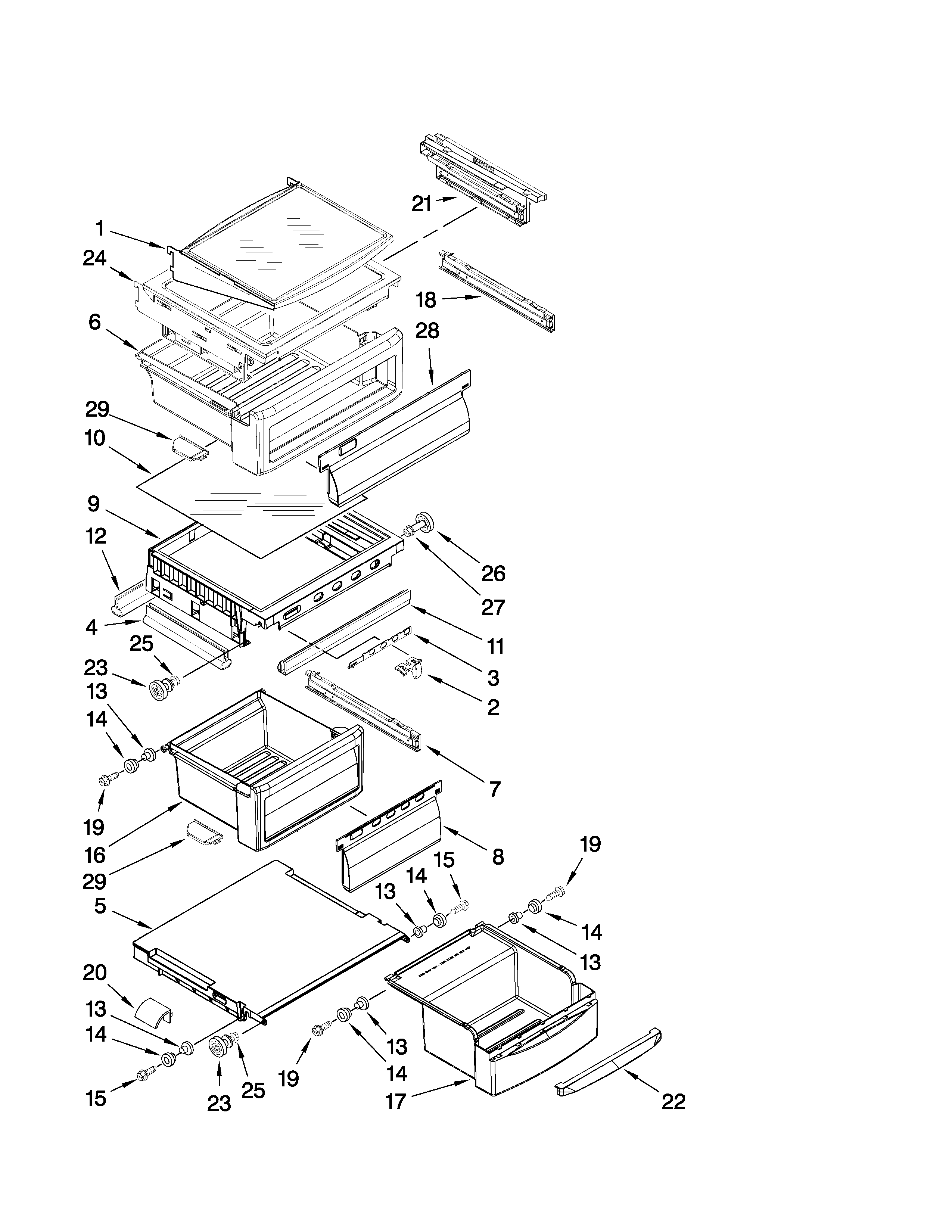 Jenn-Air JCB2582WEF00 refrigerator shelf parts diagram