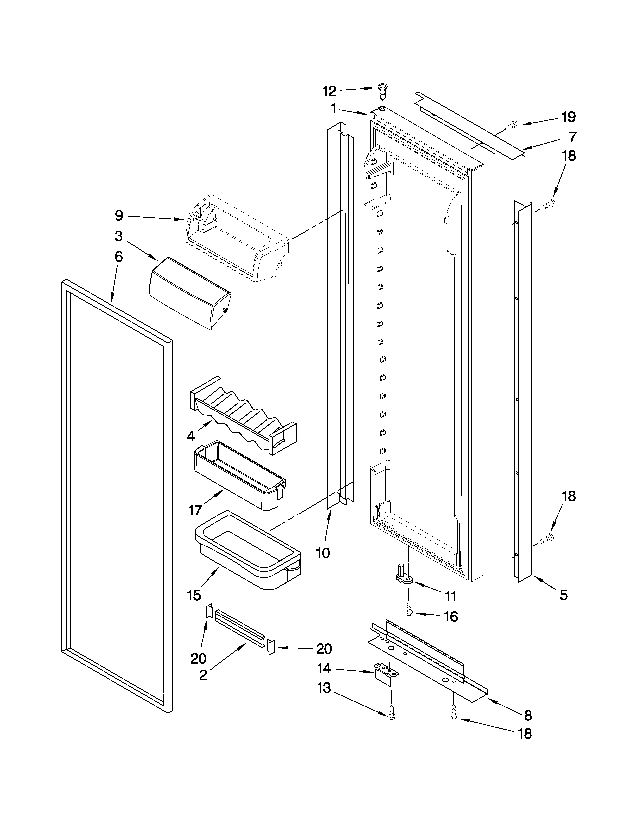 Jenn-Air JCB2582WEF00 refrigerator door parts diagram