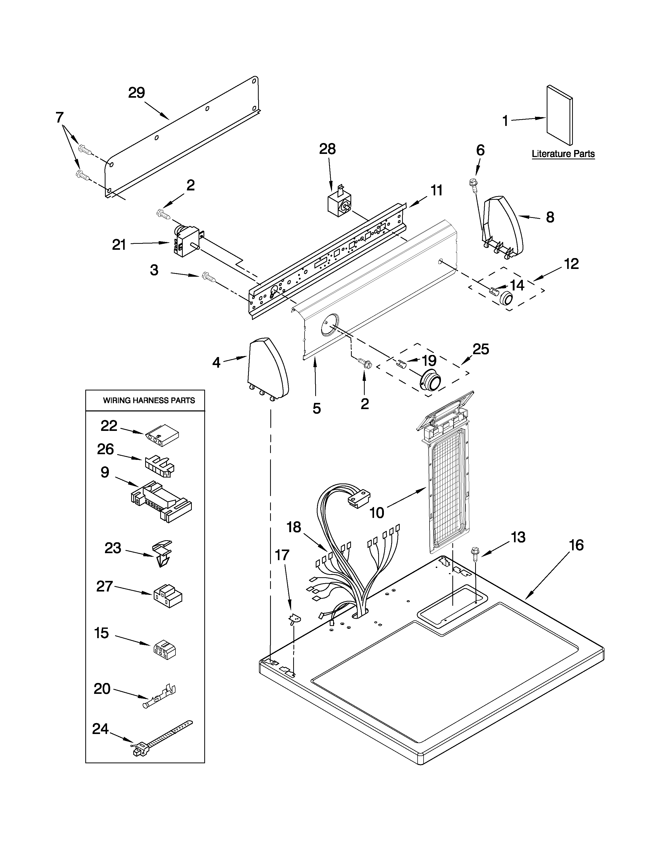 Inglis YIED4400VQ1 top and console parts diagram