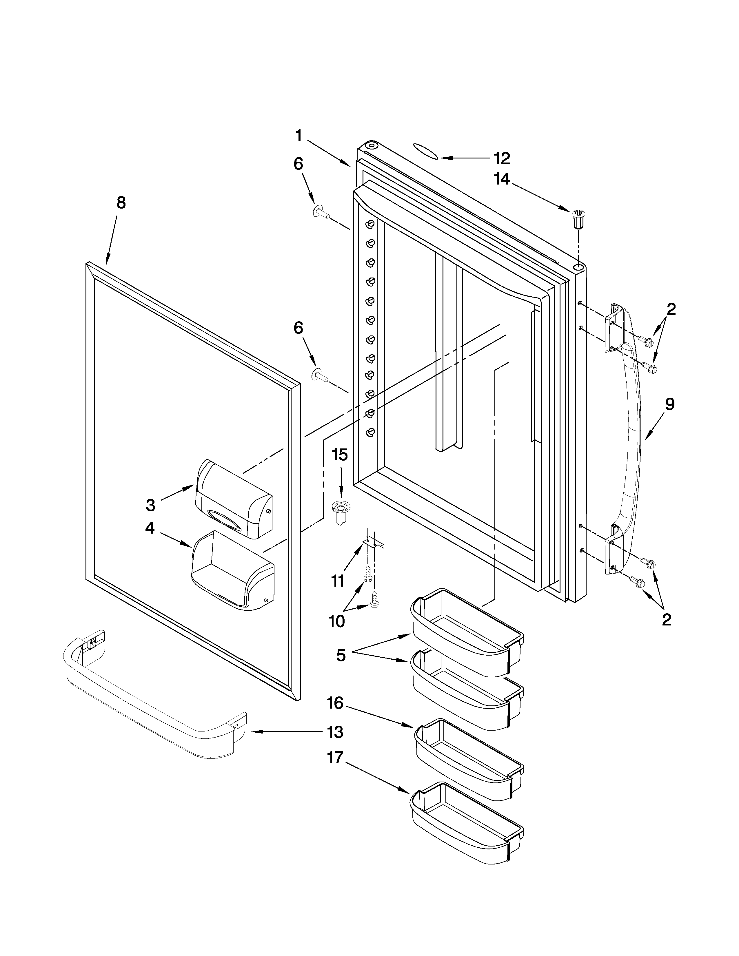 Crosley CB19G7W00W5 refrigerator door parts diagram