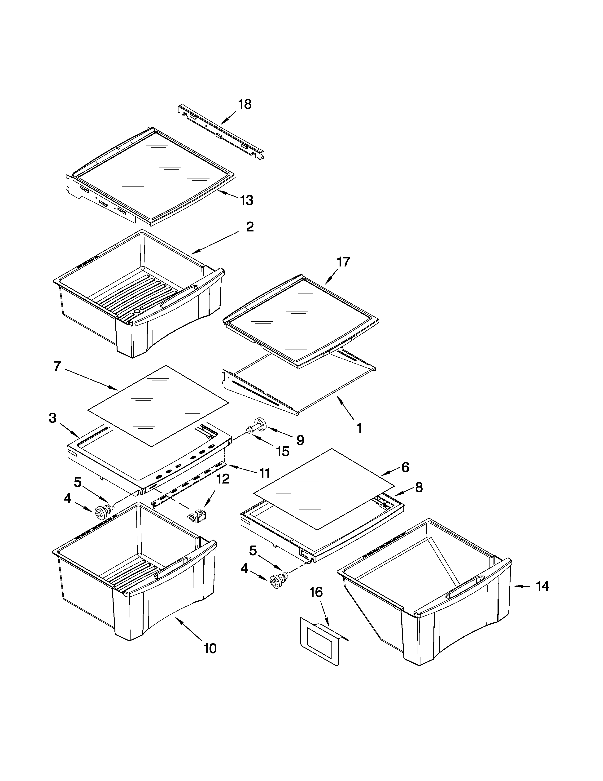 Whirlpool GD5DHAXVA06 refrigerator shelf parts diagram