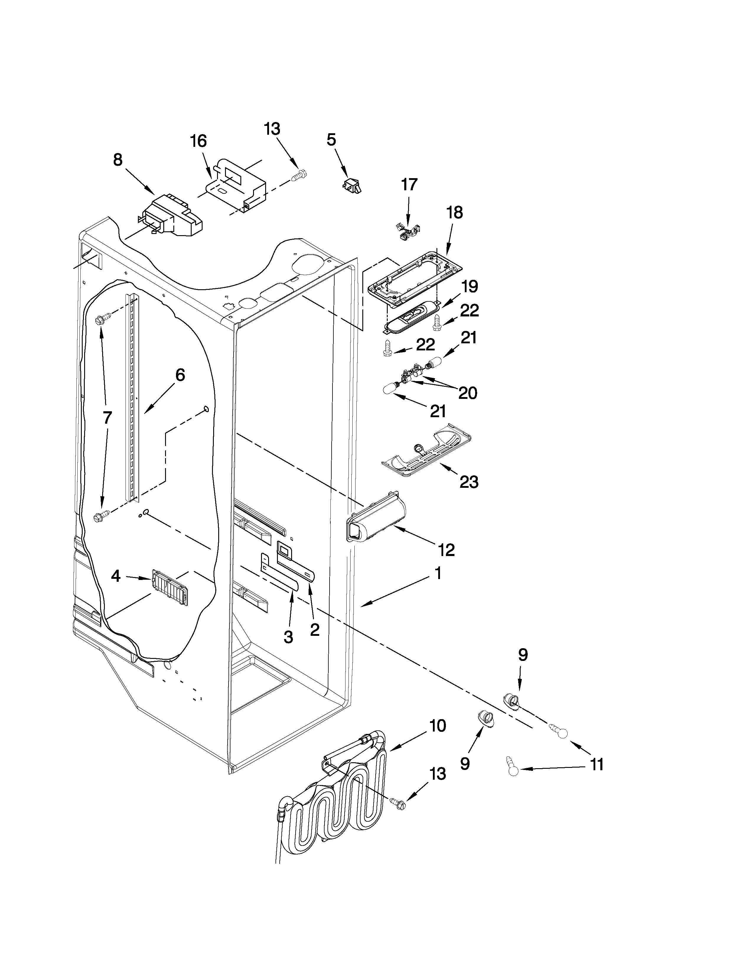 Whirlpool GD5RVAXVA05 refrigerator liner parts diagram