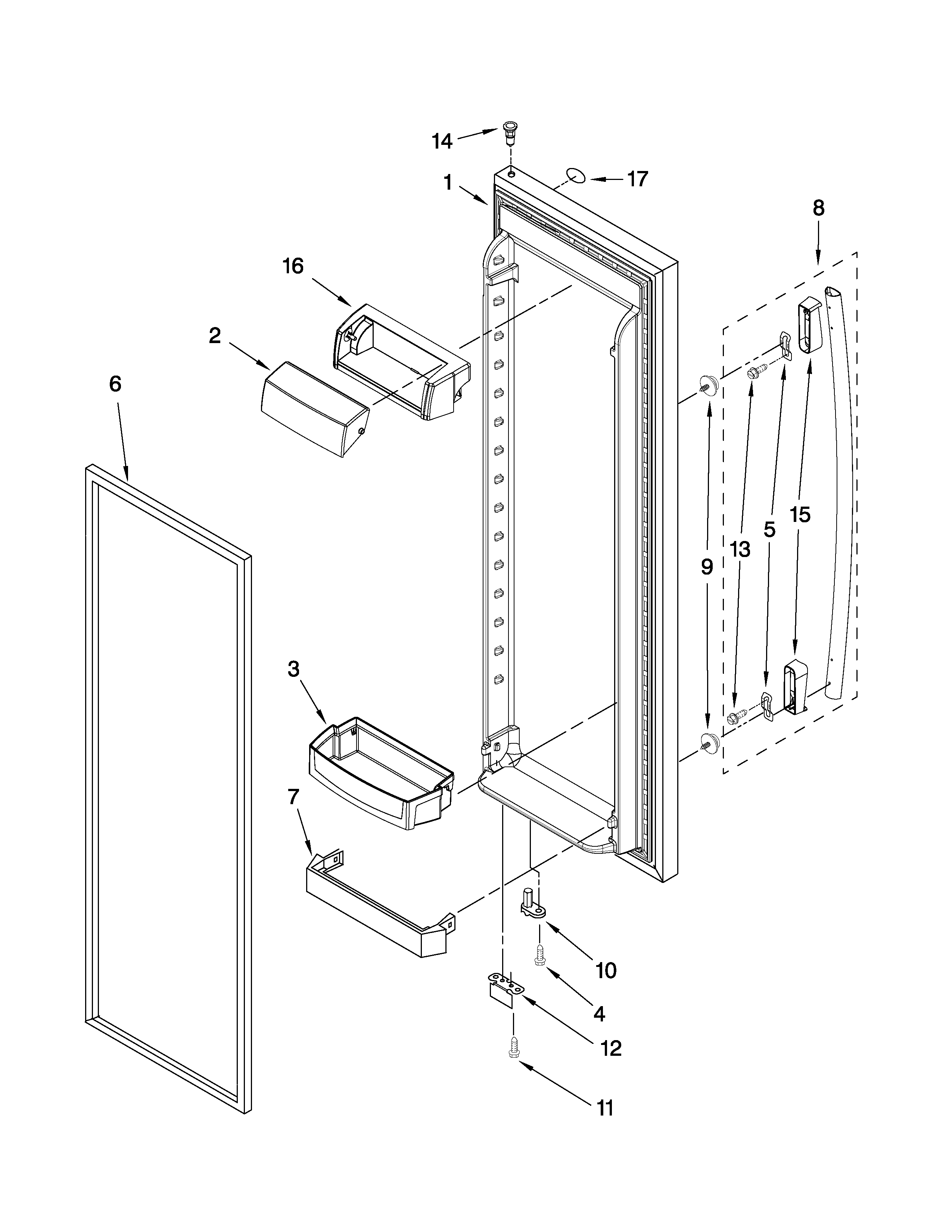 Whirlpool GD5RVAXVA05 refrigerator door parts diagram