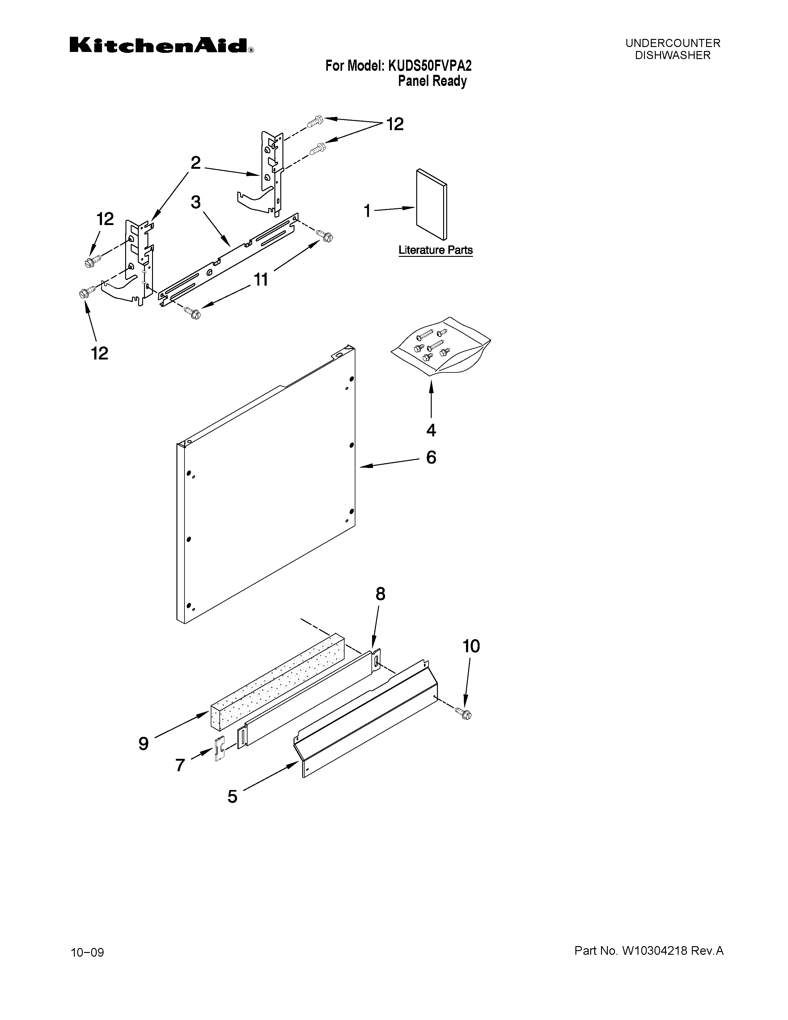 KitchenAid KUDS50FVPA2 door and panel parts diagram