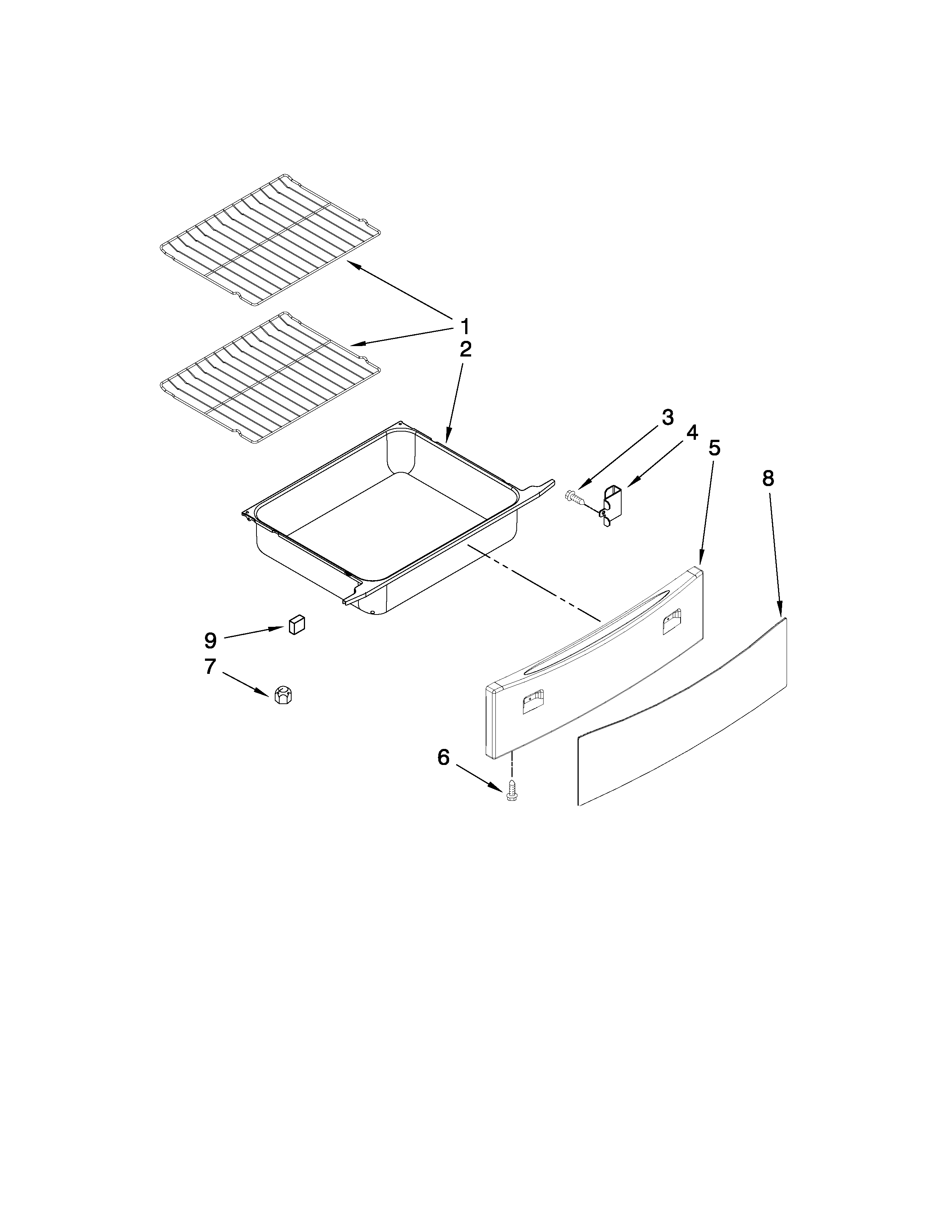 Jenn-Air JES8860CAW00 drawer and rack parts diagram