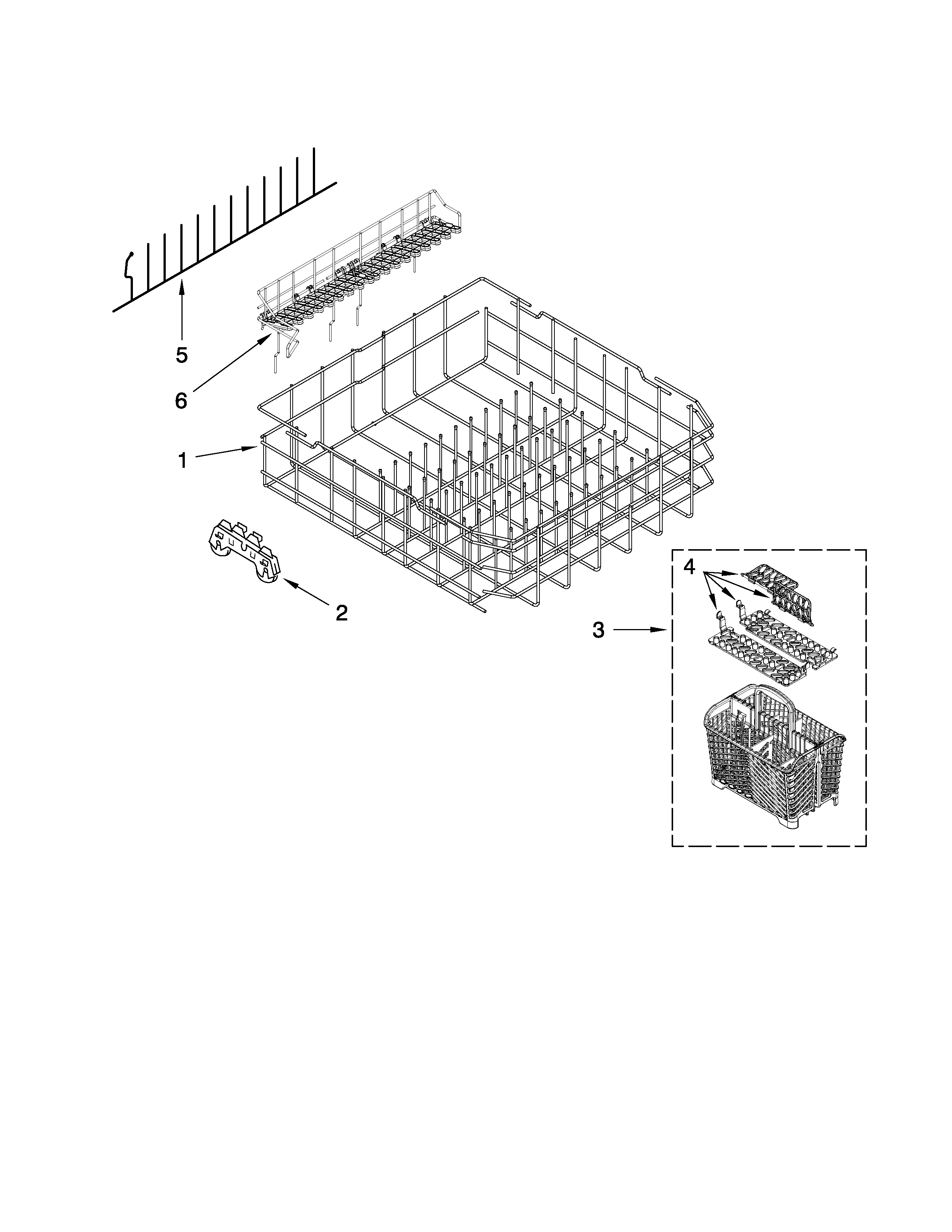 Maytag MDB6709AWW1 lower rack parts diagram