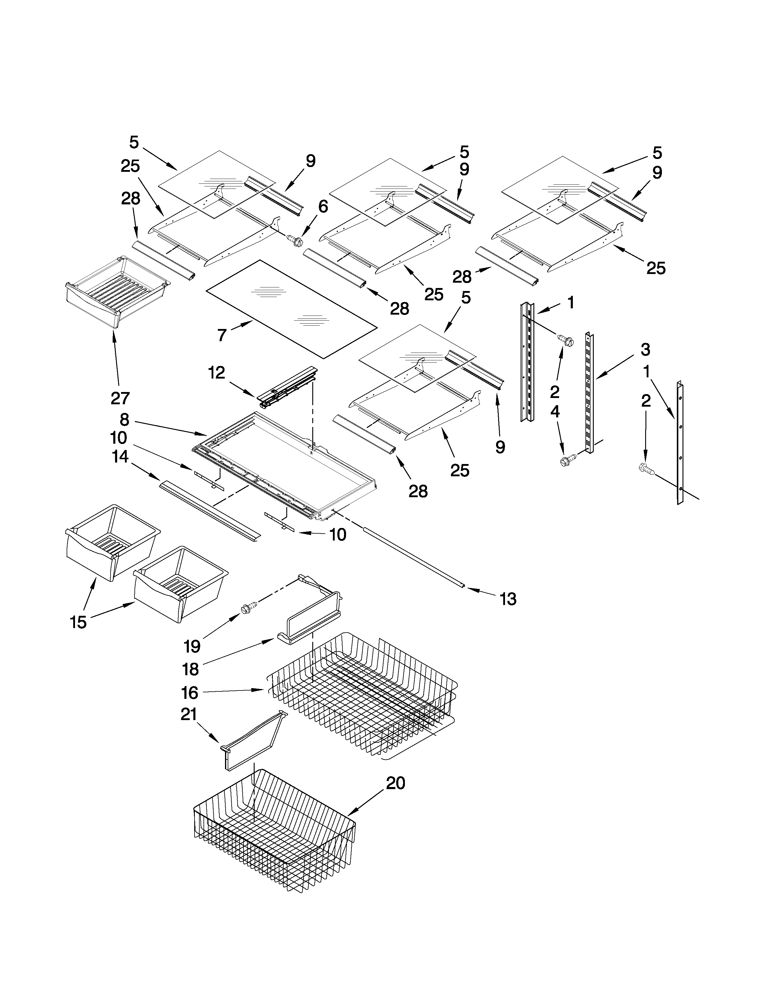 Amana ABL1922FES5 shelf parts diagram