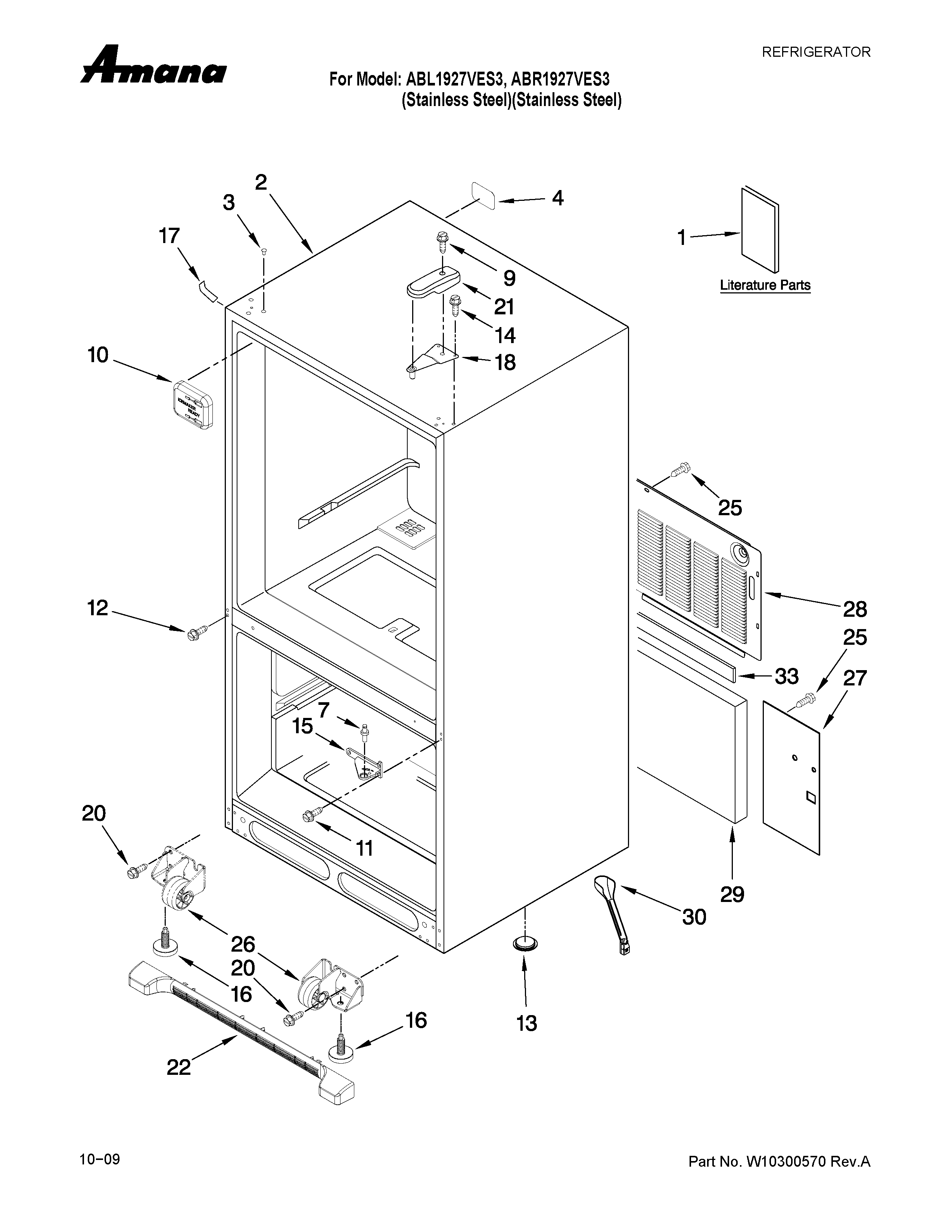 Amana ABR1927VES3 cabinet parts diagram