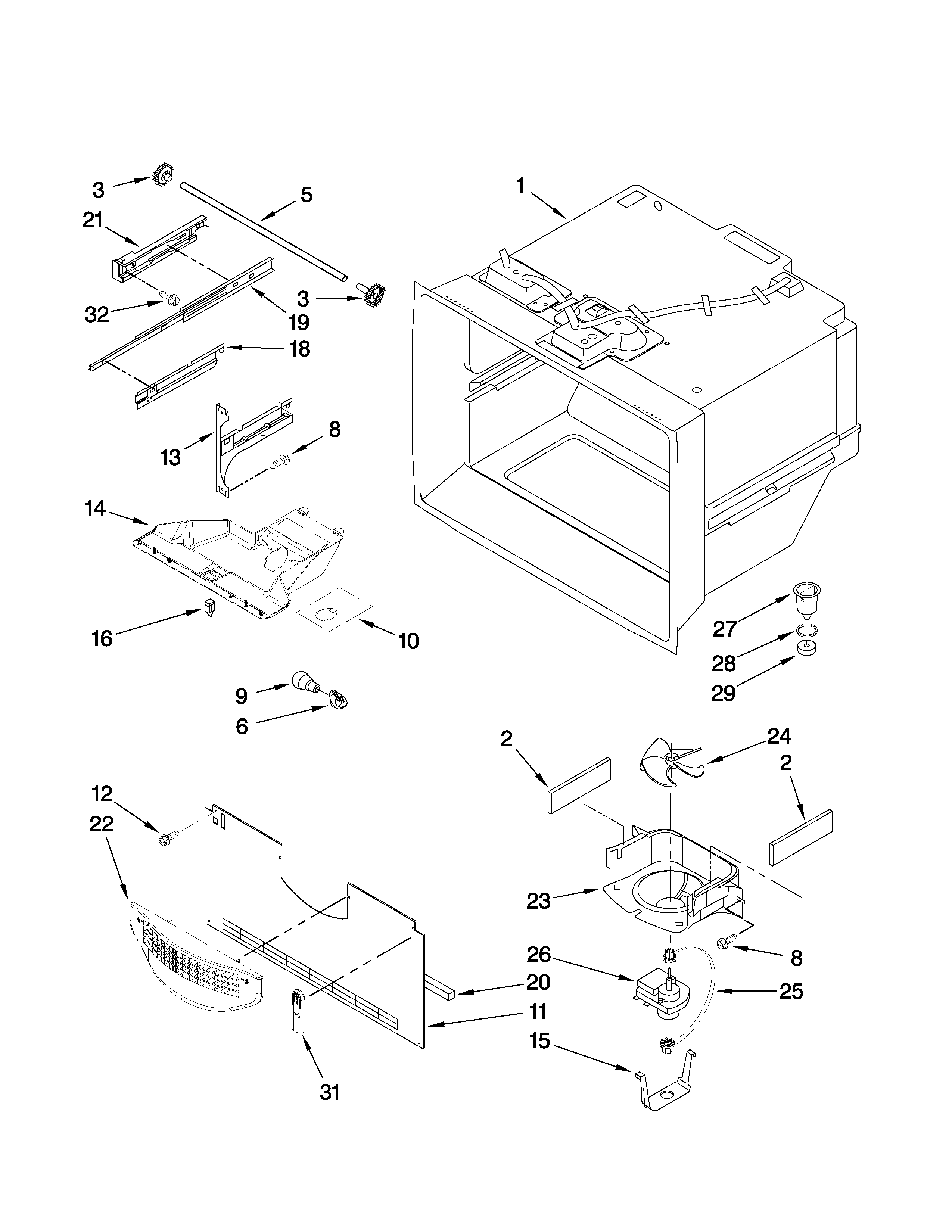 Amana ABR1927VES3 freezer liner parts diagram