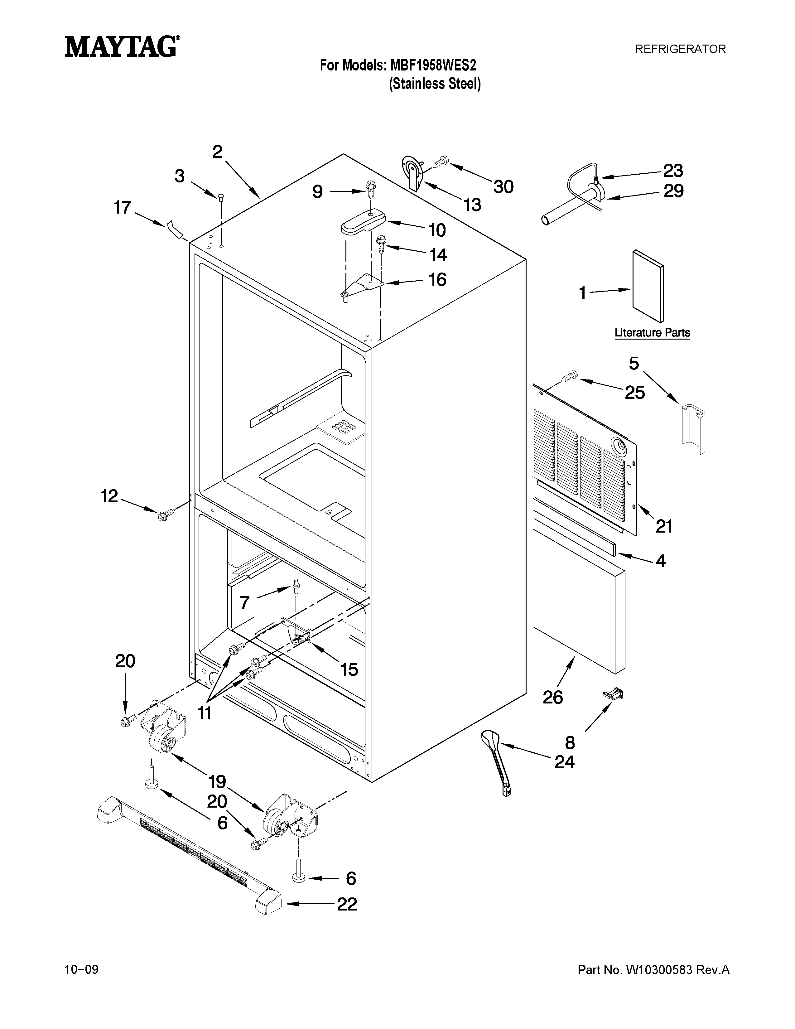Maytag MBF1958WES2 cabinet parts diagram
