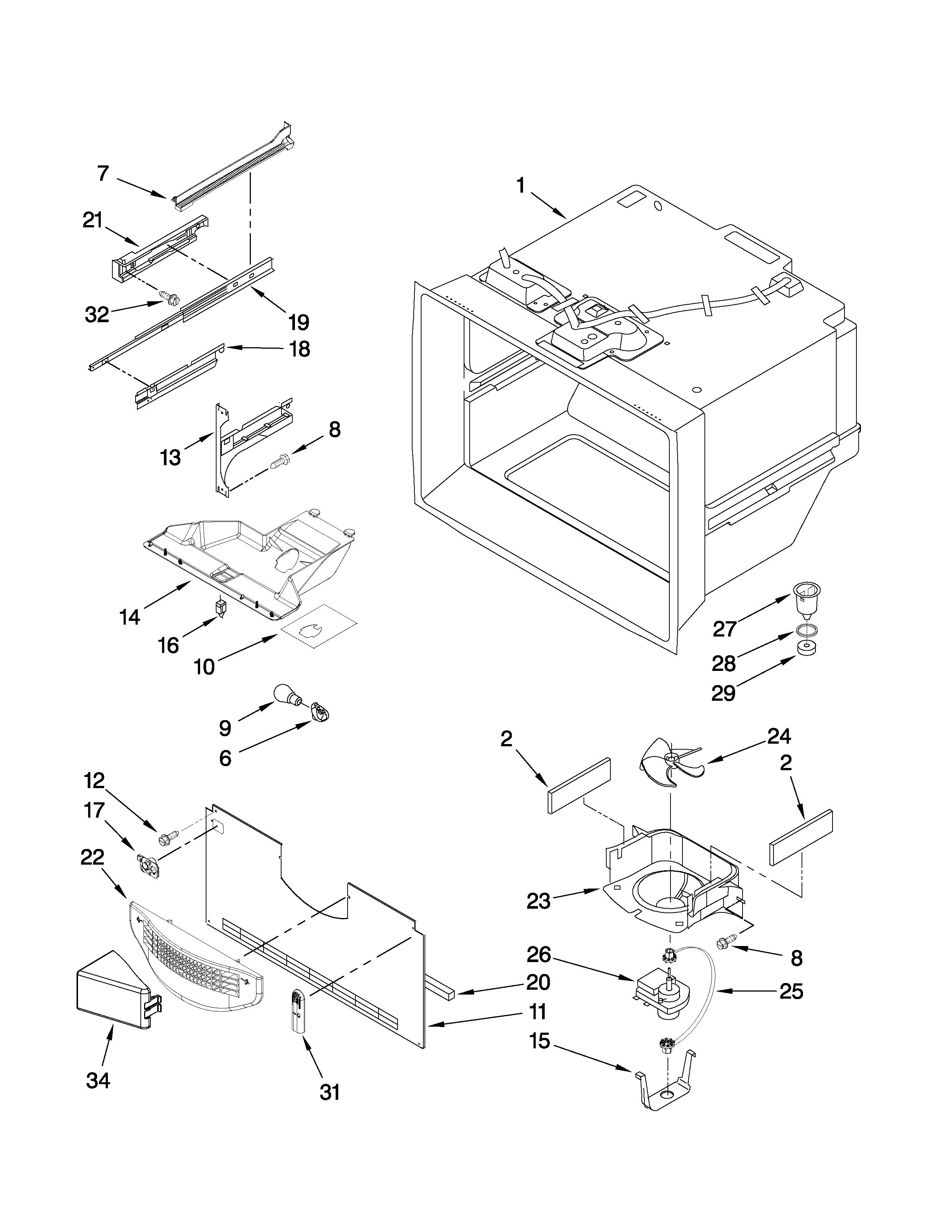 Maytag MBF1958WES2 freezer liner parts diagram