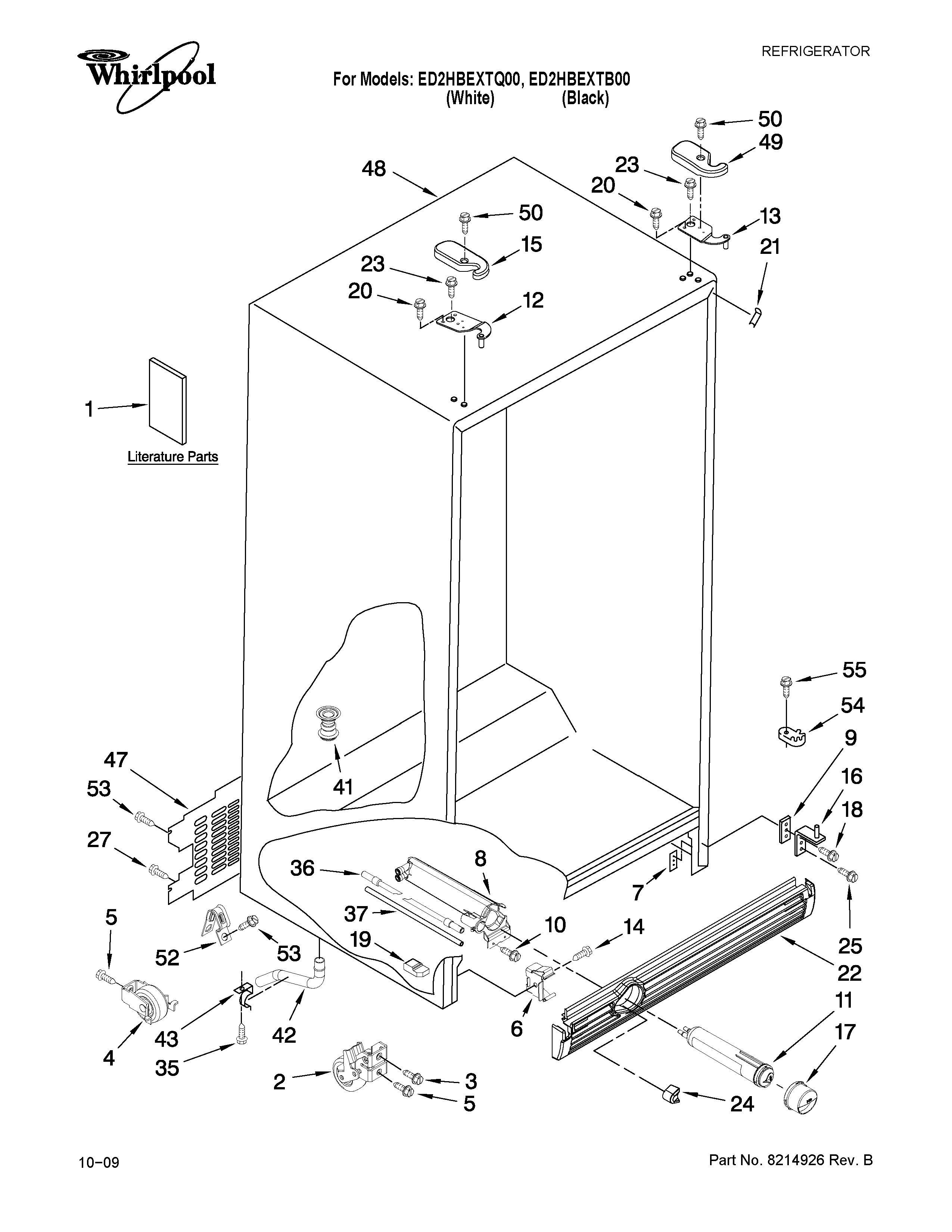 Whirlpool ED2HBEXTB00 cabinet parts diagram