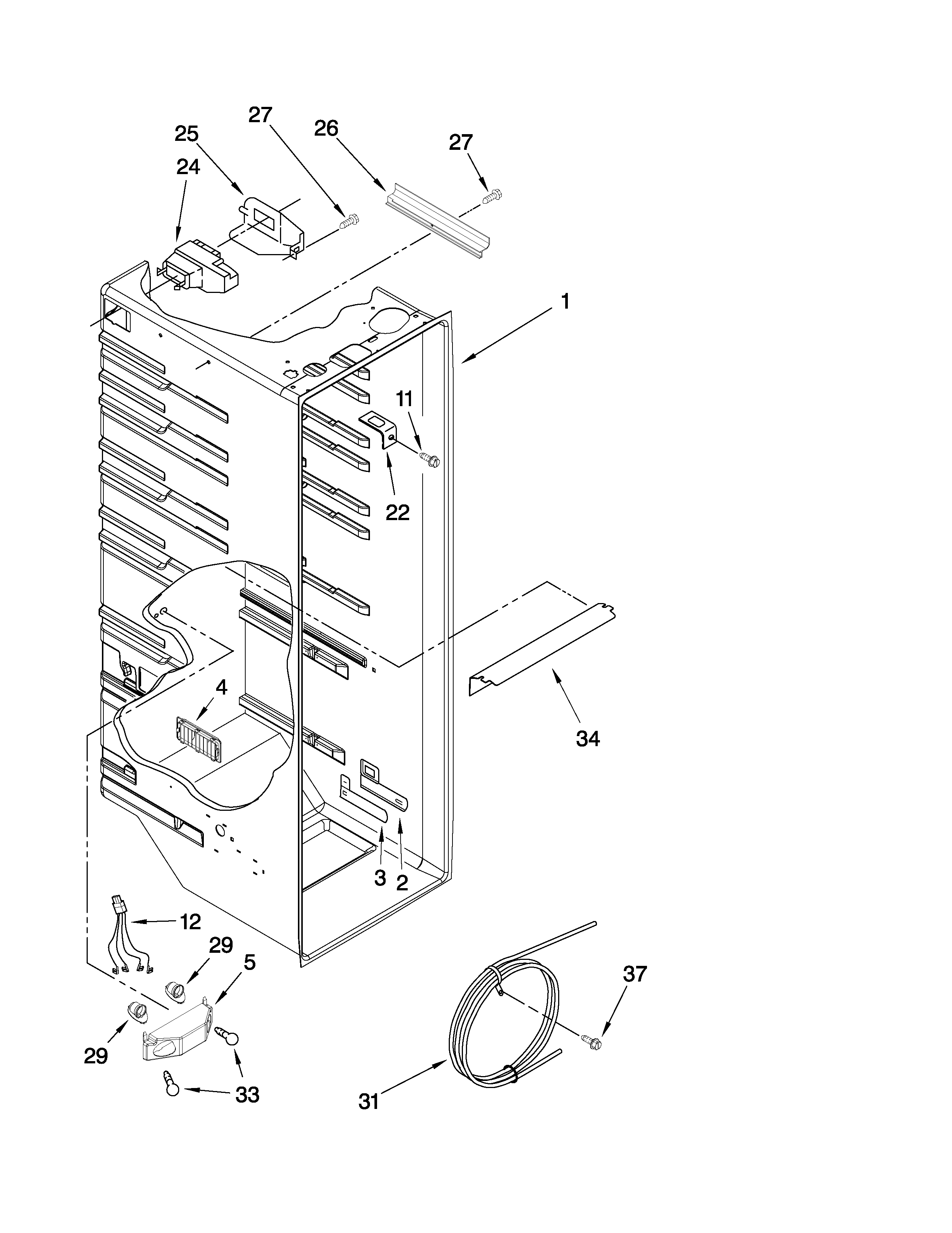 Whirlpool ED2HBEXTB00 refrigerator liner parts diagram