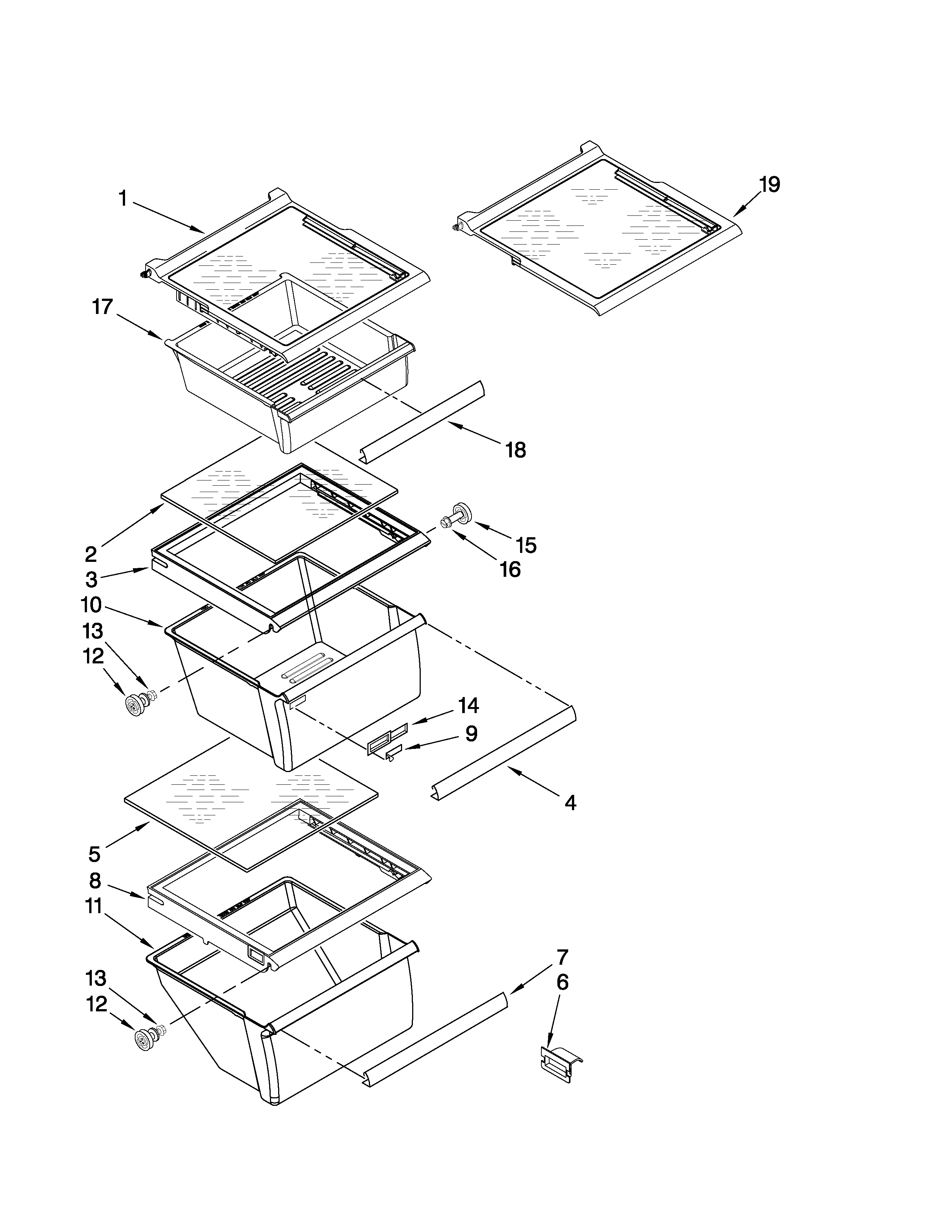 Whirlpool ED2HBEXTB00 refrigerator shelf parts diagram