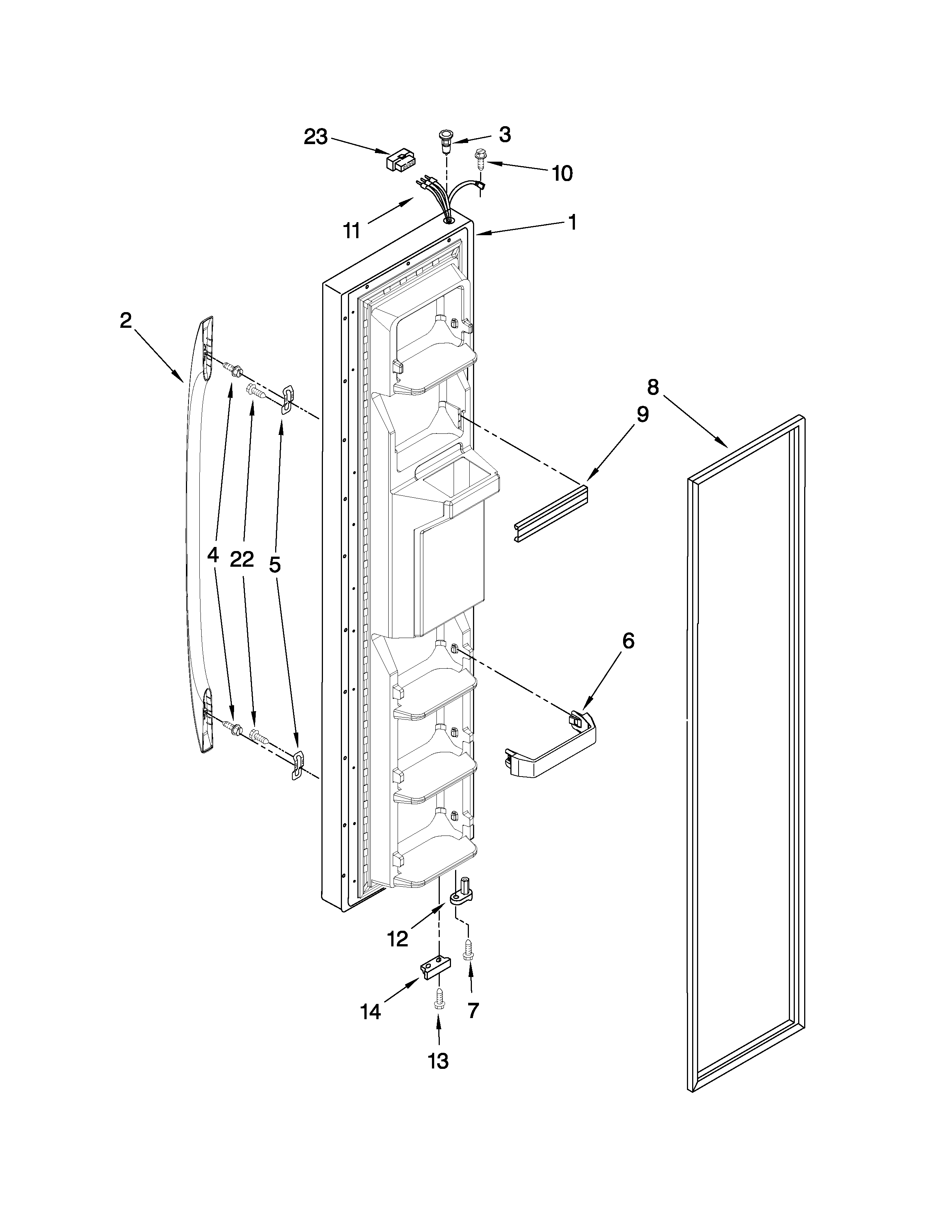 Whirlpool ED2HBEXTB00 freezer door parts diagram