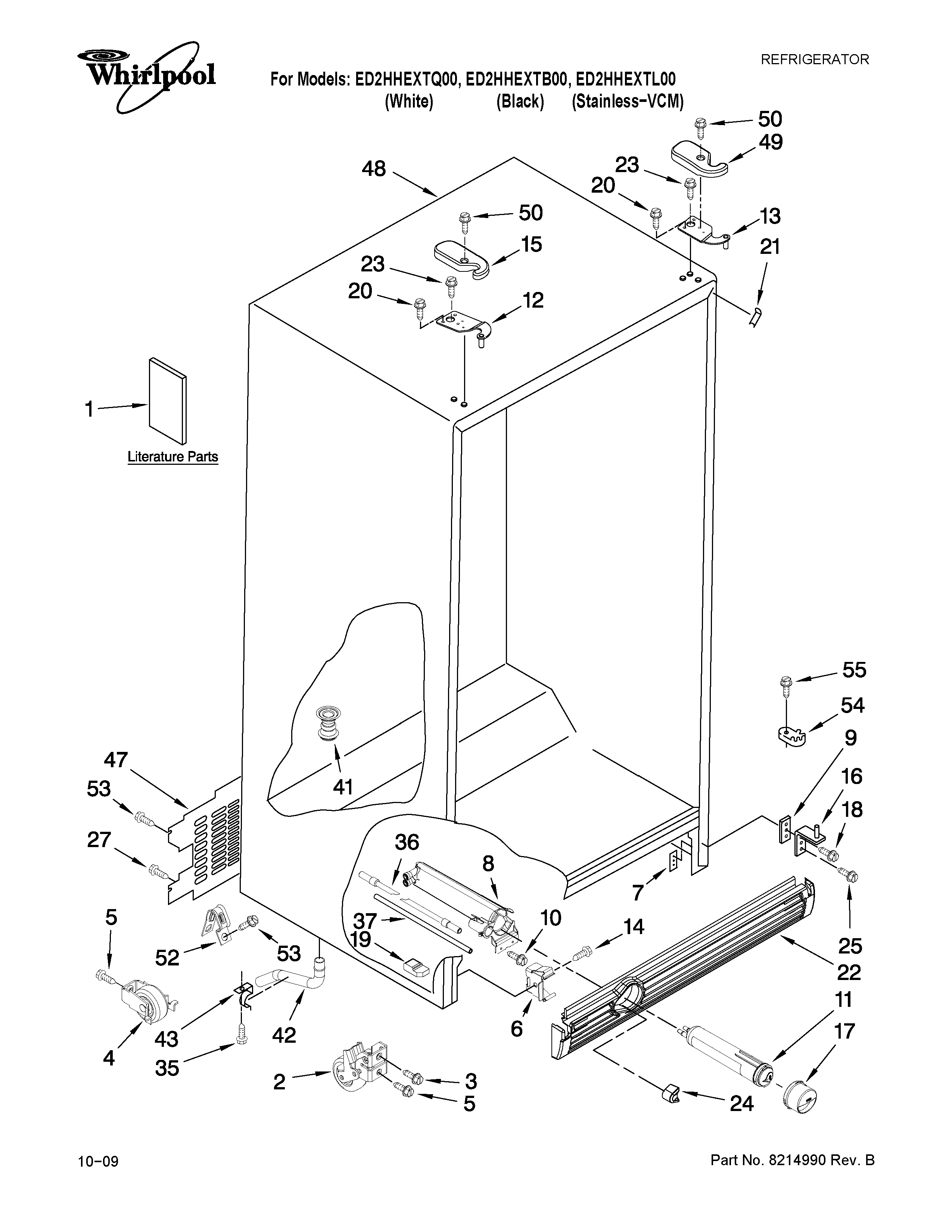 Whirlpool ED2HHEXTL00 cabinet parts diagram